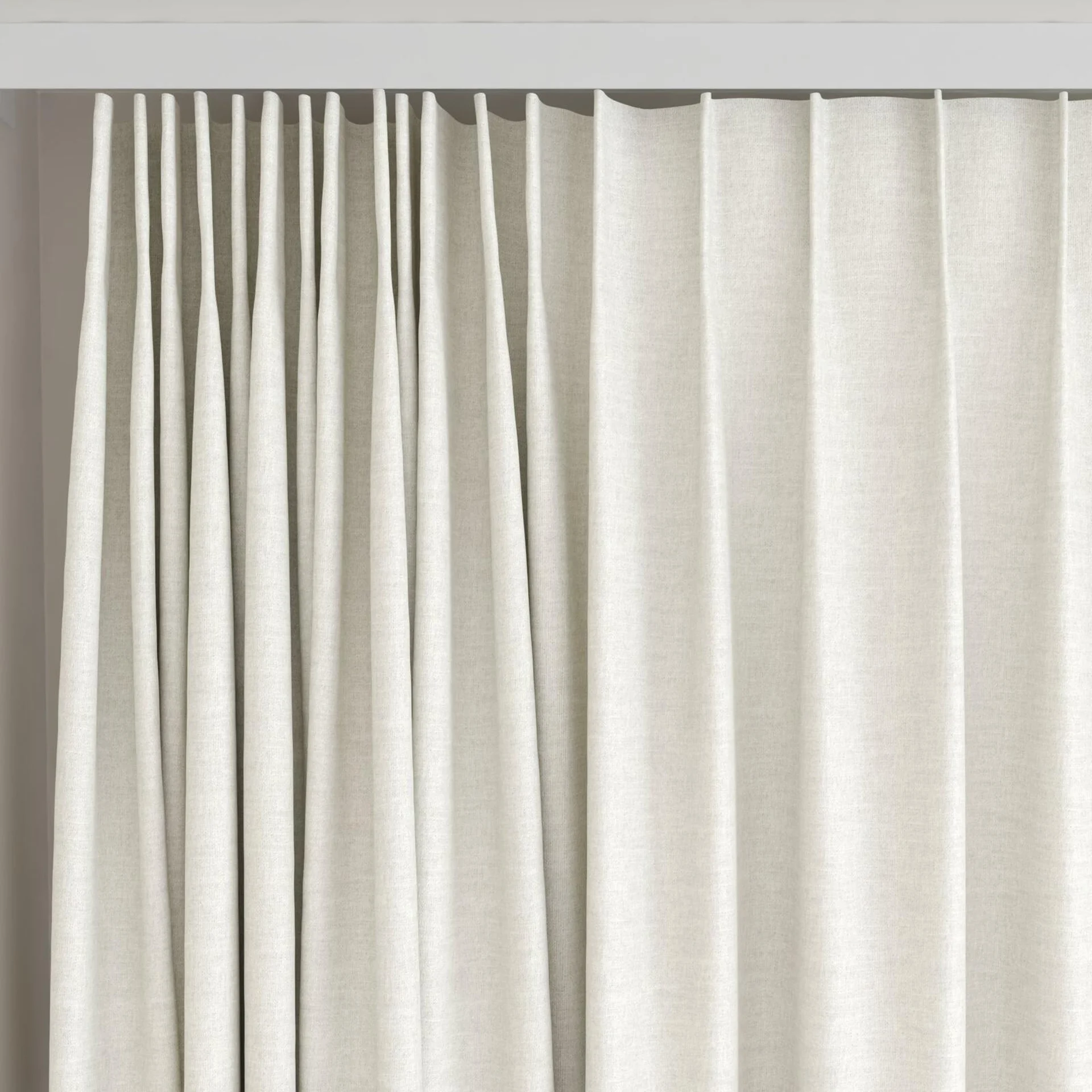 Top view of Casual Ivory, on curtain rail