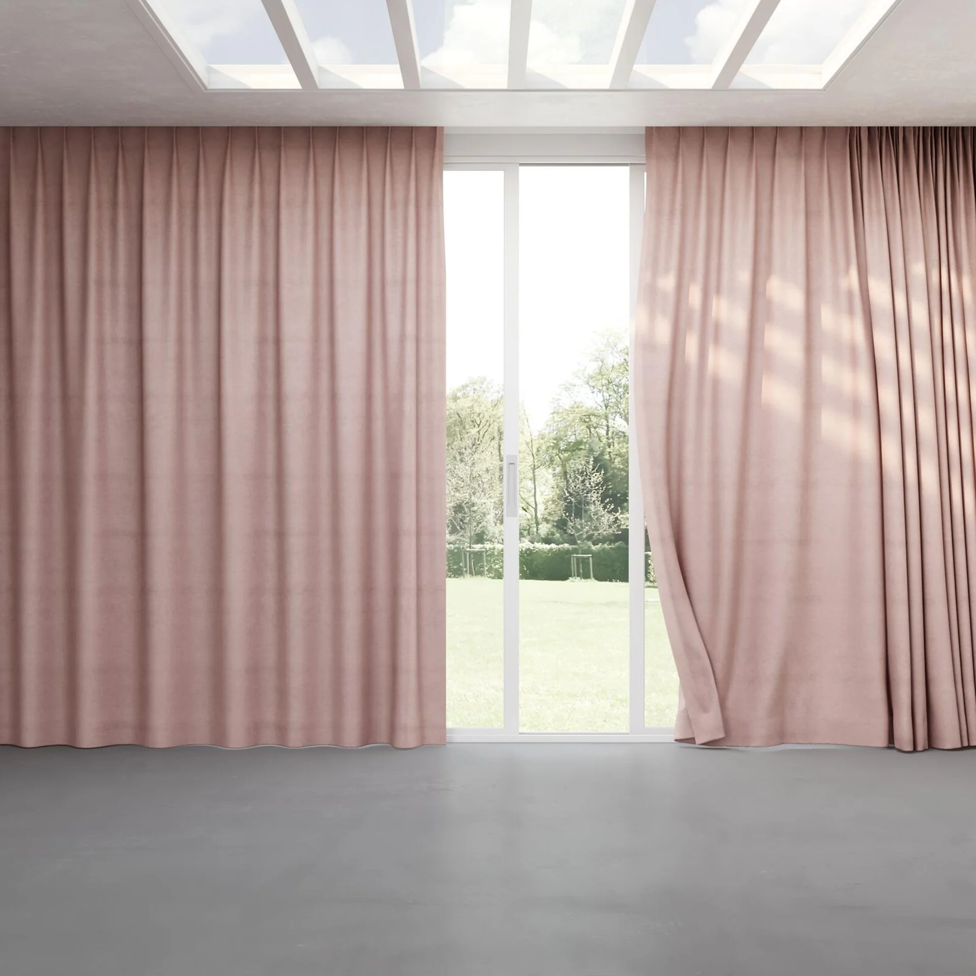 Full view of Baron Petal, pinch pleat