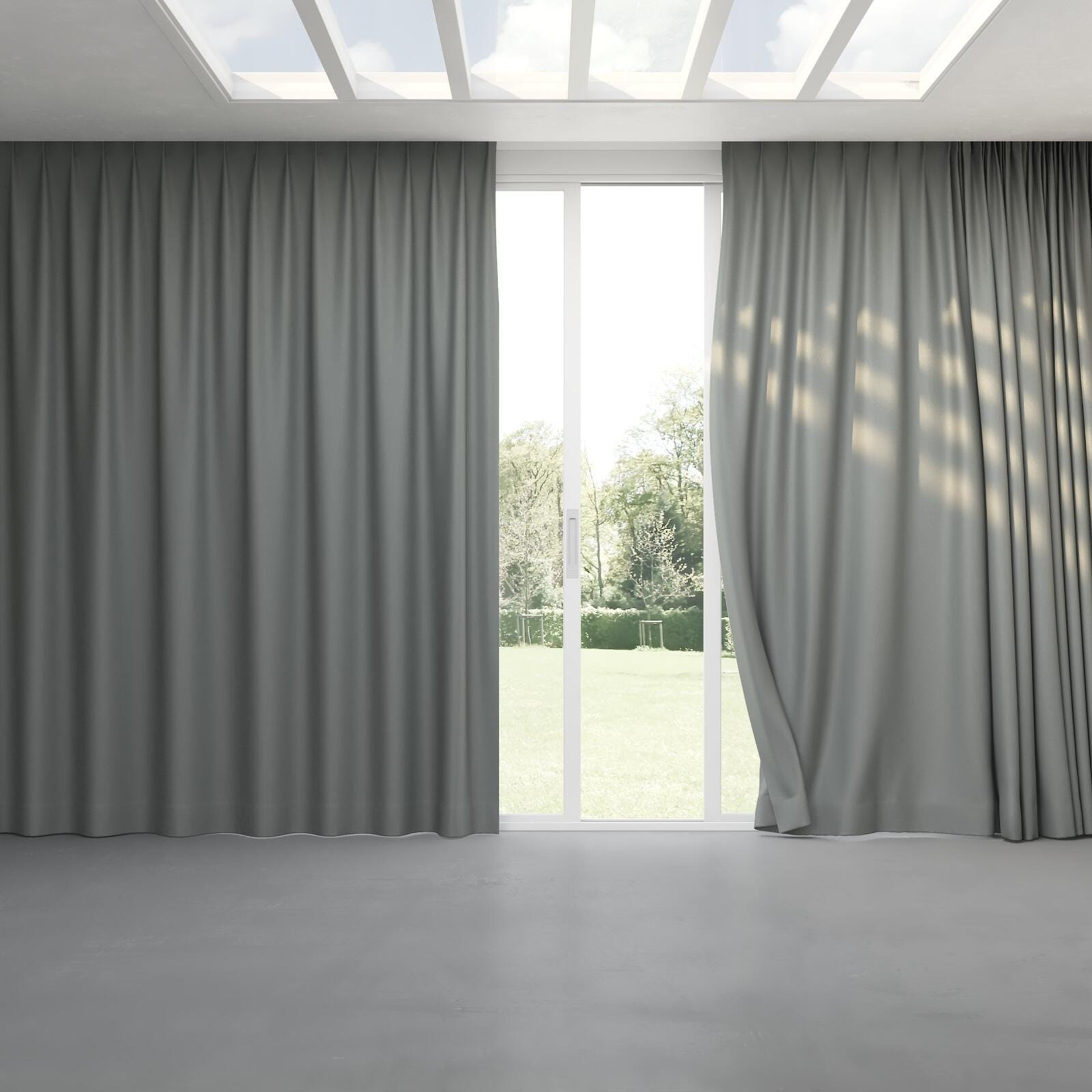 Full view of Infinite Celadon, pinch pleat