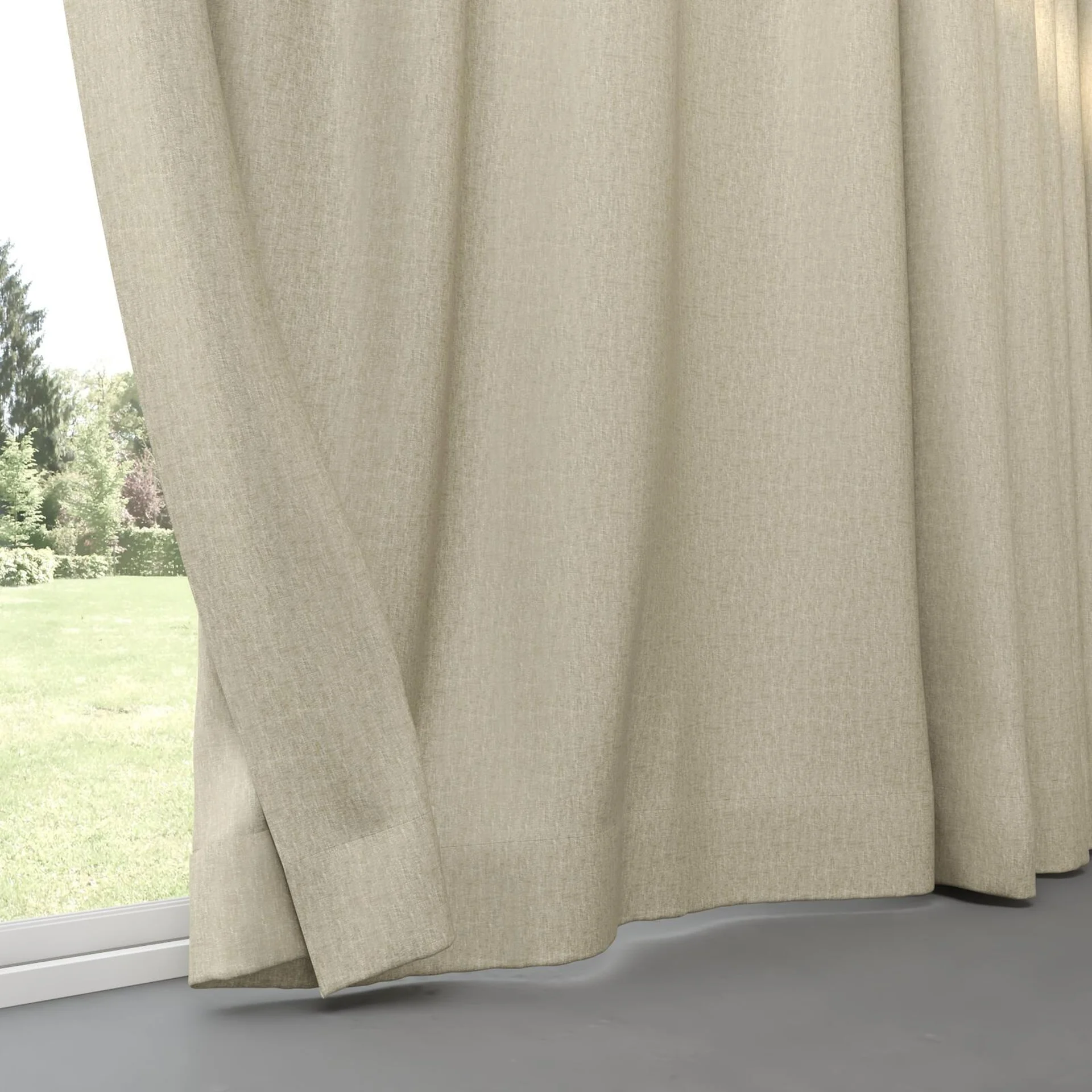 Bottom view of Rewind Linen, pinch pleat