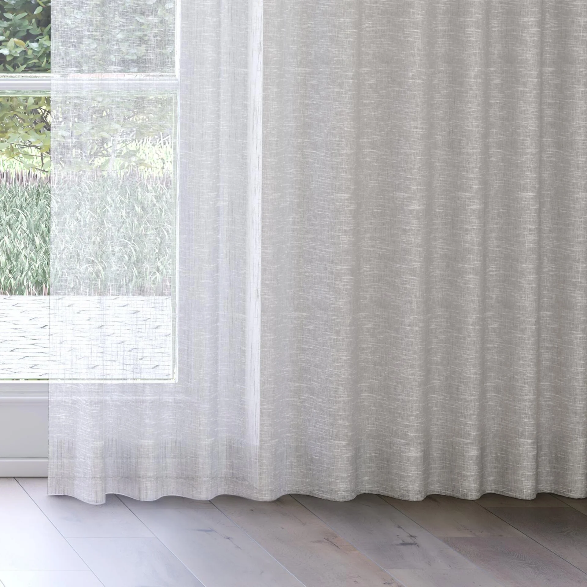 Bottom view of Beech Grey Marl, on curtain rail