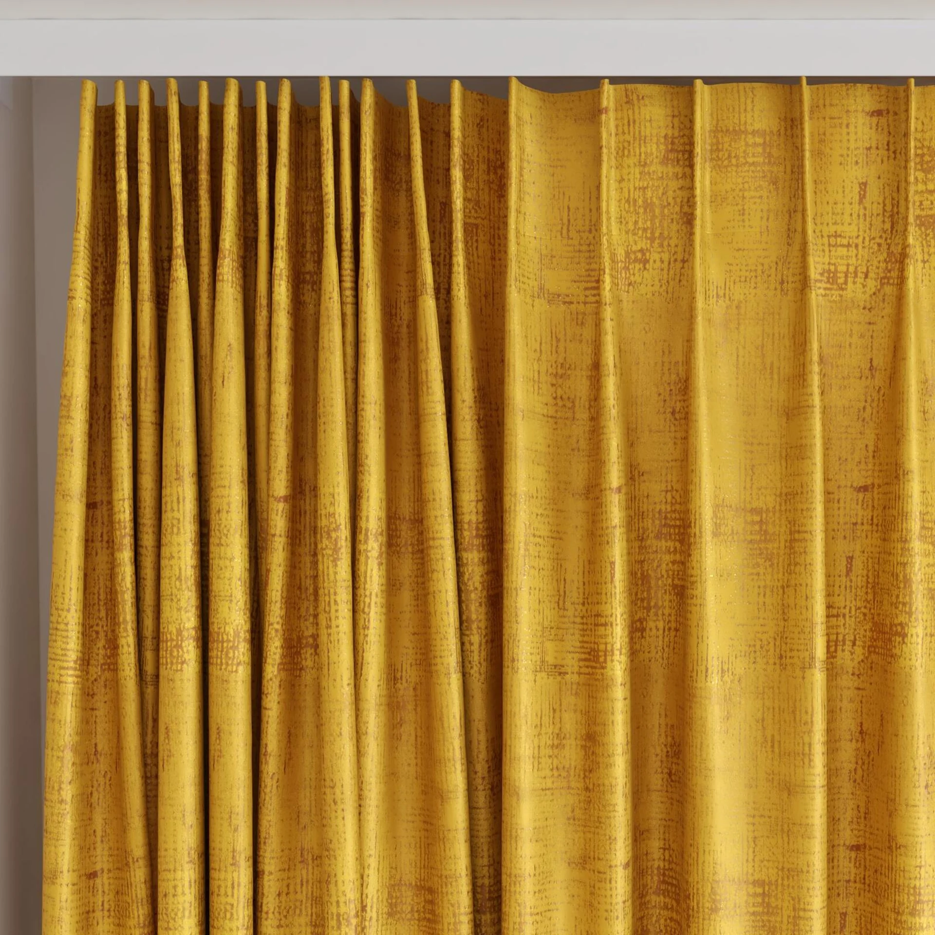 Top view of Gloria Sunflower, on curtain rail