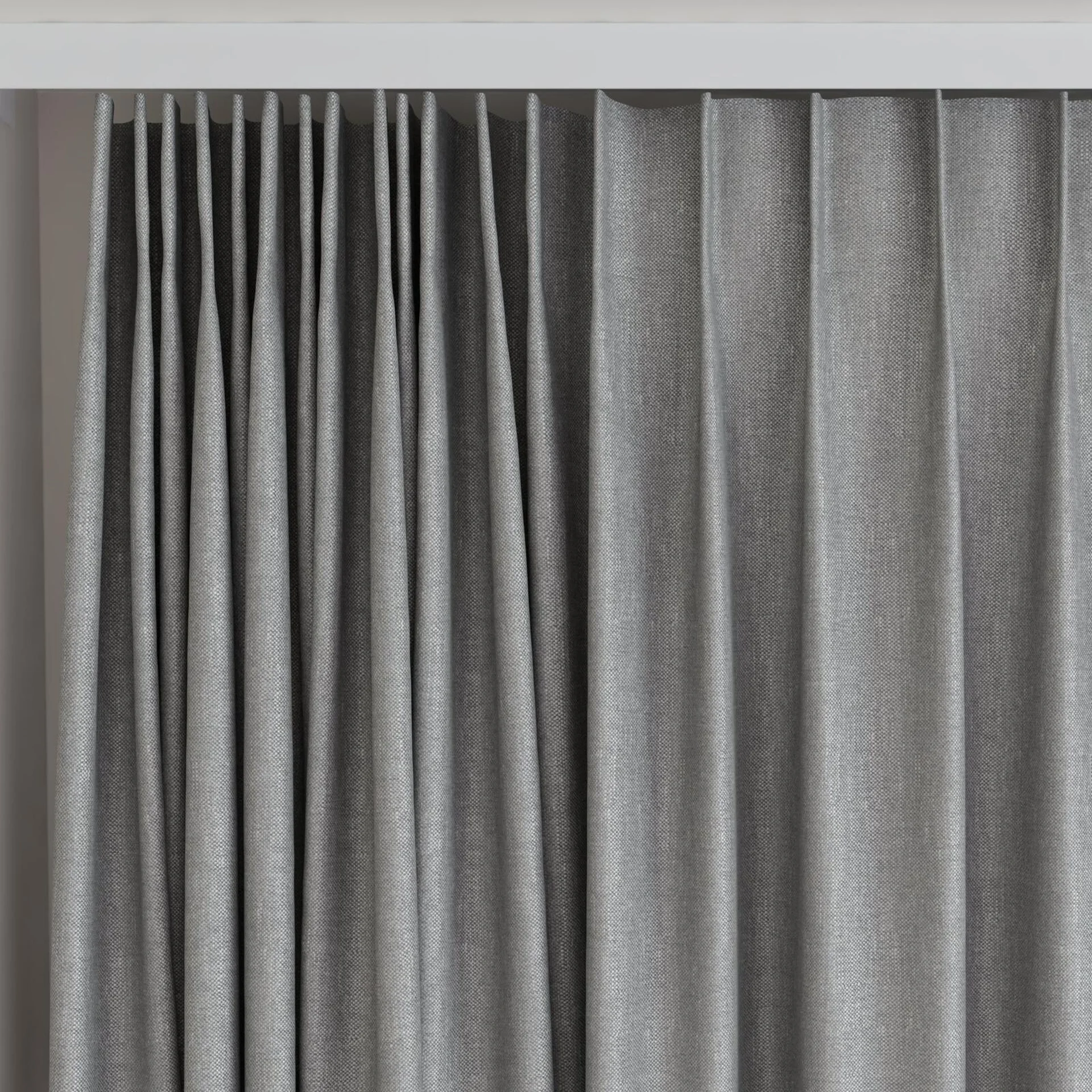 Top view of Perfecto Zinc, on curtain rail