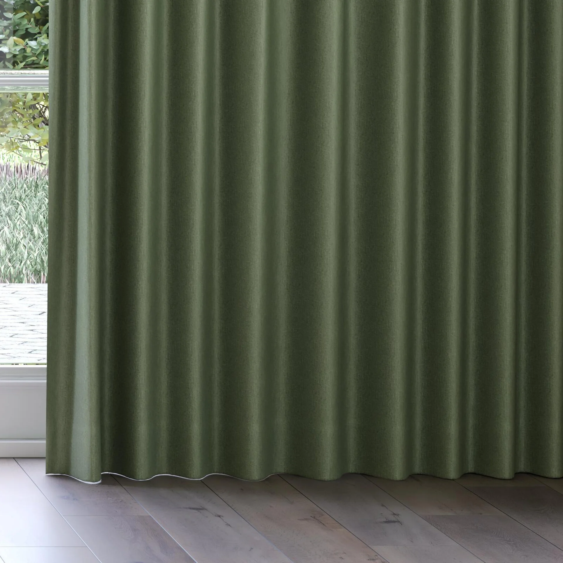 Bottom view of Rewind Pine, on curtain rail