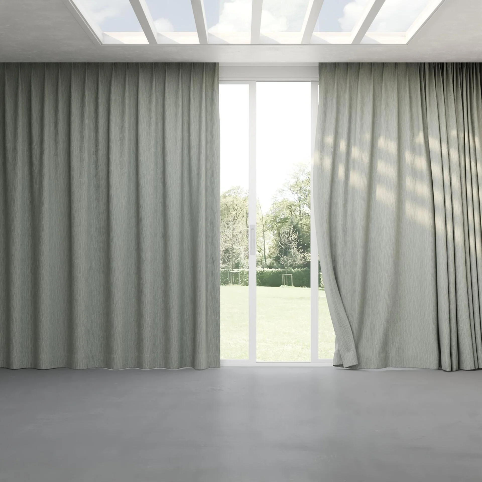 Full view of Sandrift Sage, pinch pleat