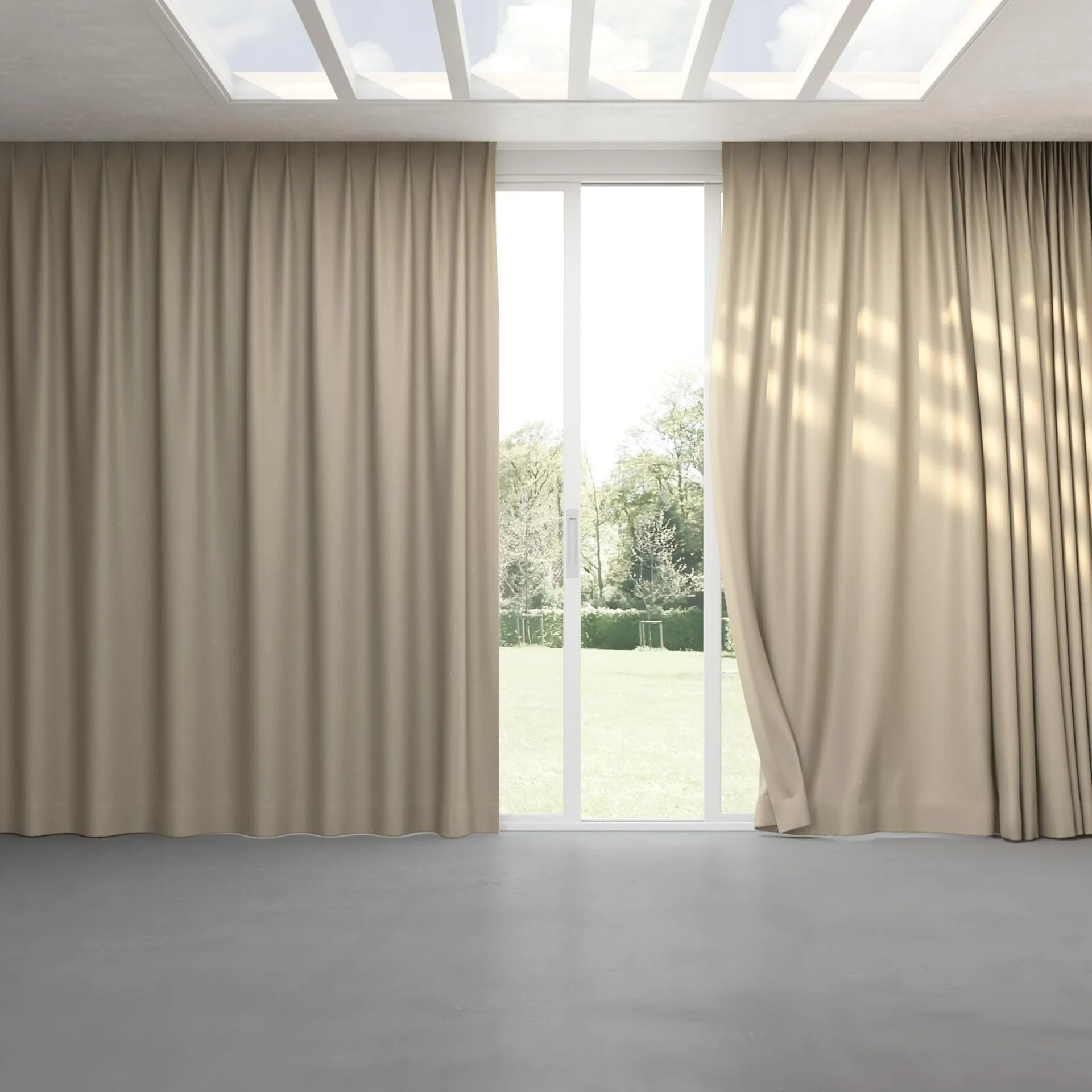 Full view of Excel Flax, pinch pleat