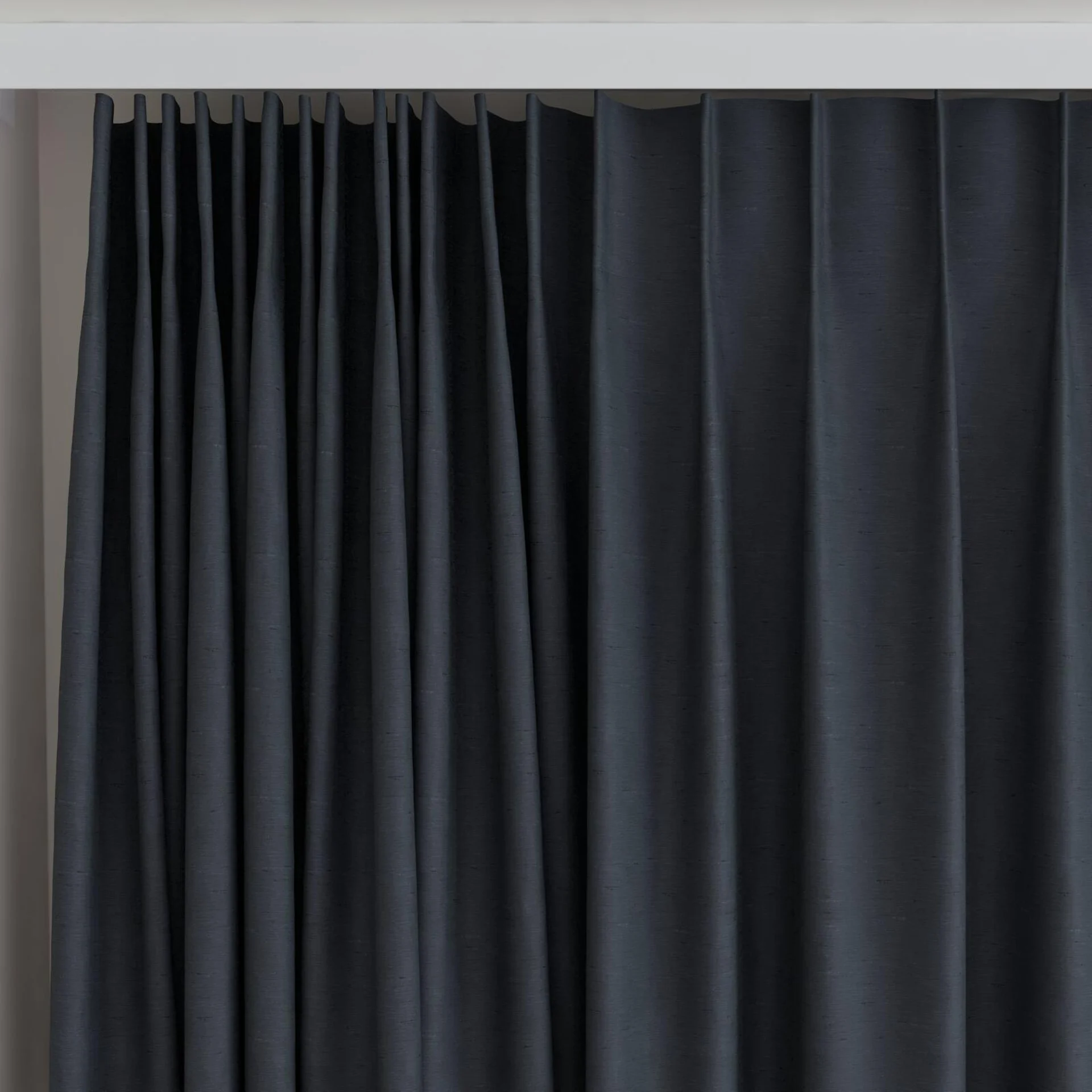 Top view of Maharaja II Ink, on curtain rail