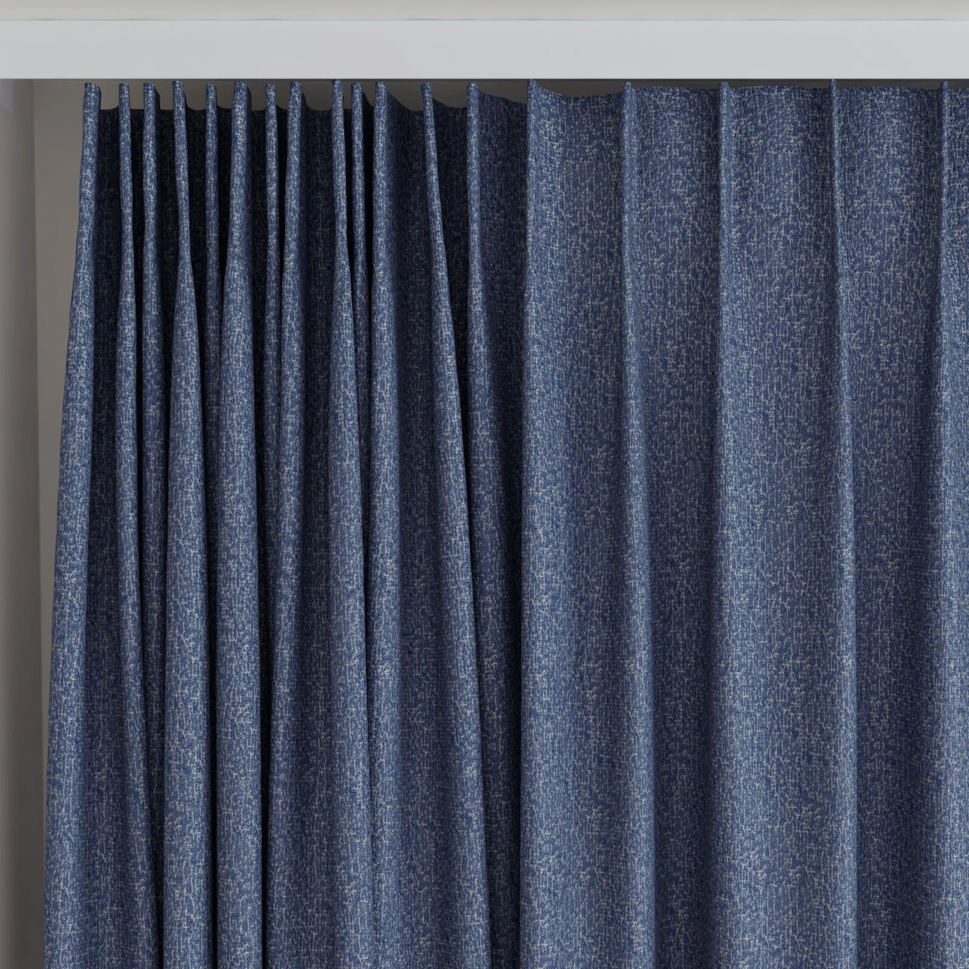 Top view of Sabik Indigo, on curtain rail