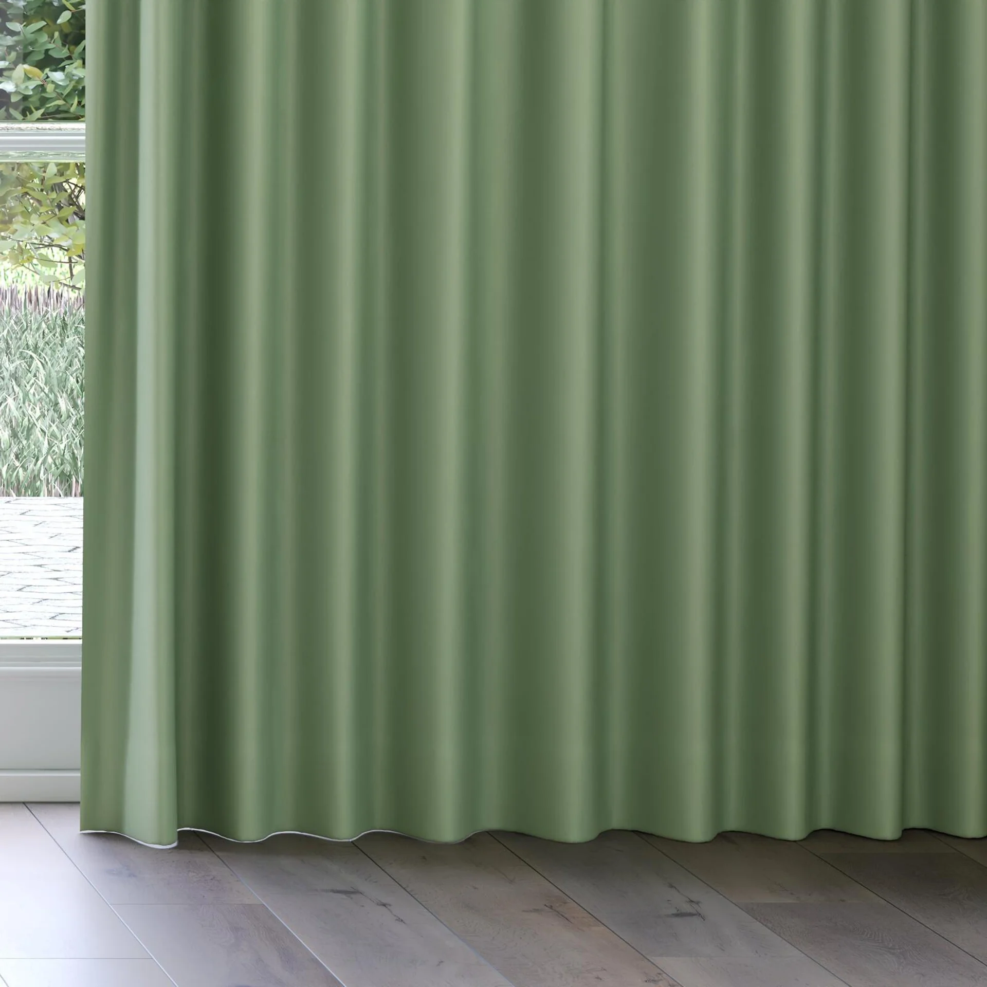 Bottom view of Blockbuster Basil, on curtain rail