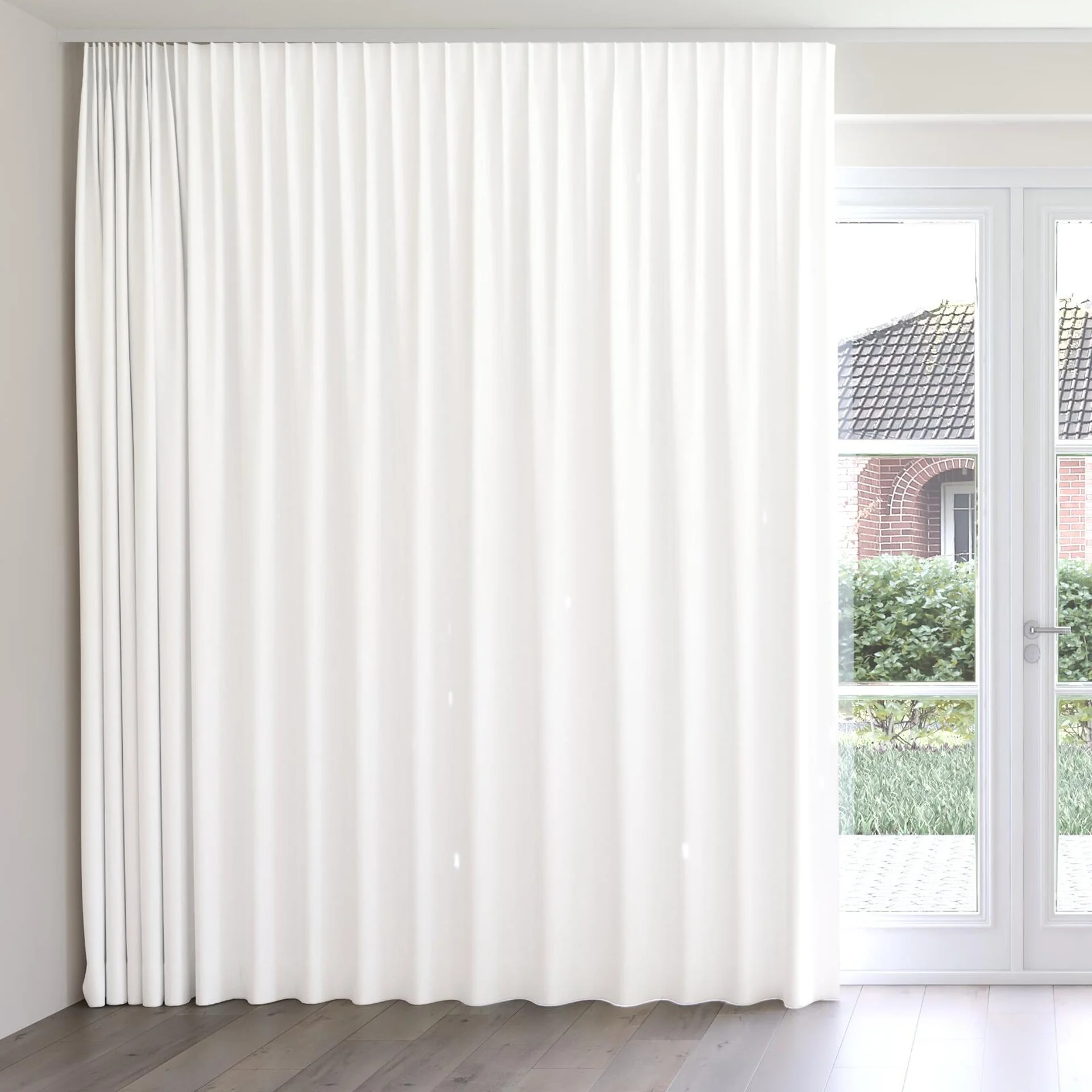 Front view of Excel Snow, on curtain rail