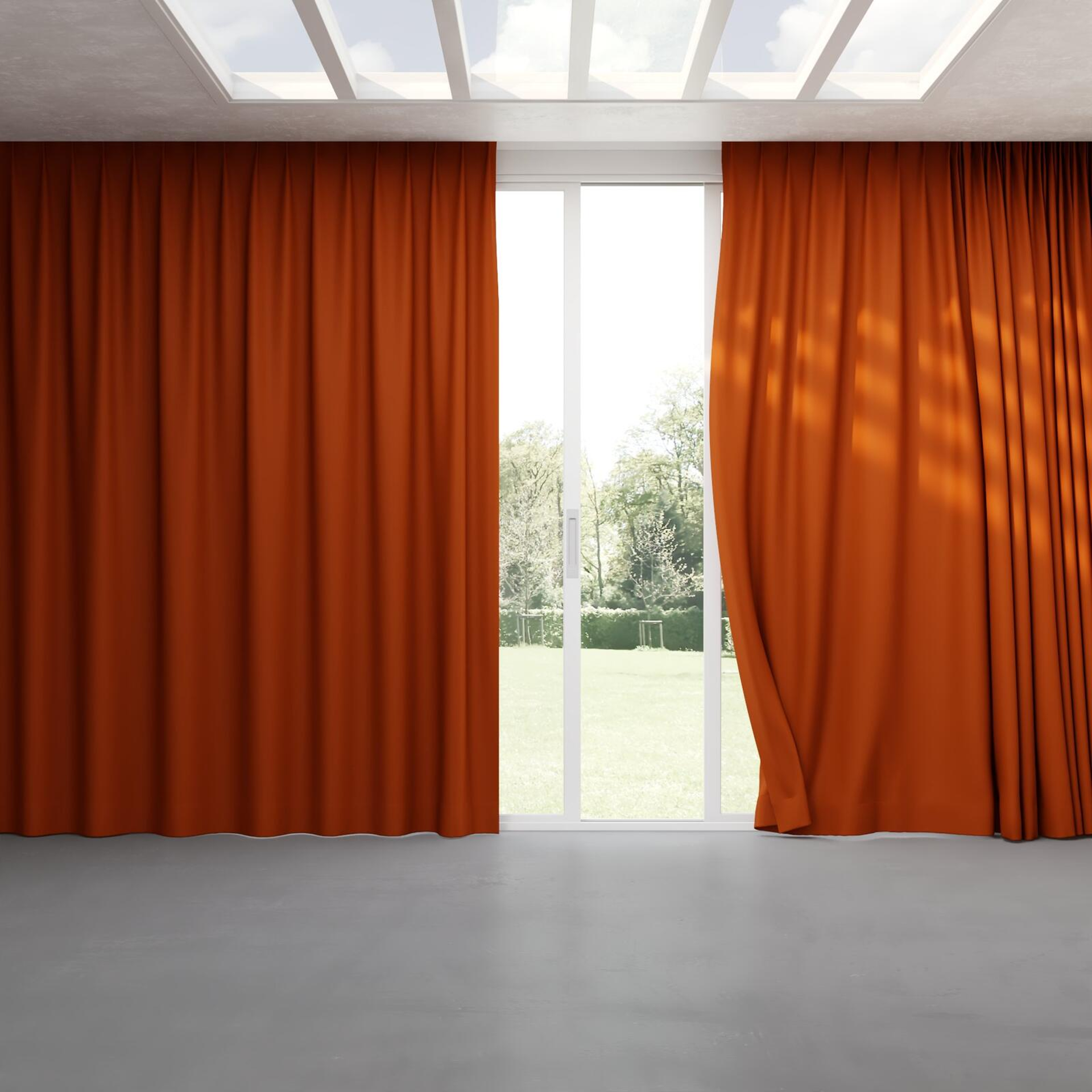Full view of Vela Paprika, pinch pleat