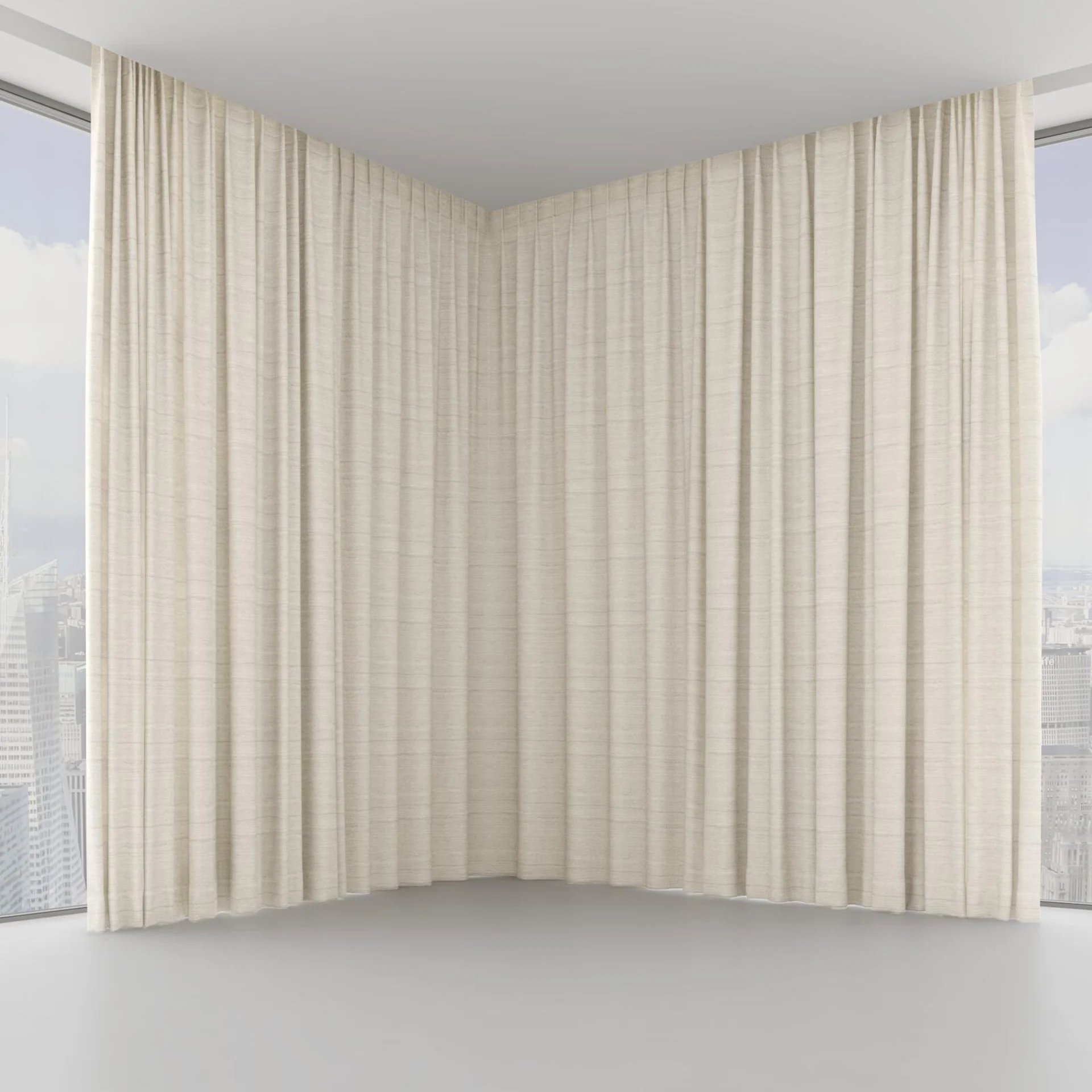 Front view of Tennessee Tussah Alabaster, on hidden rail