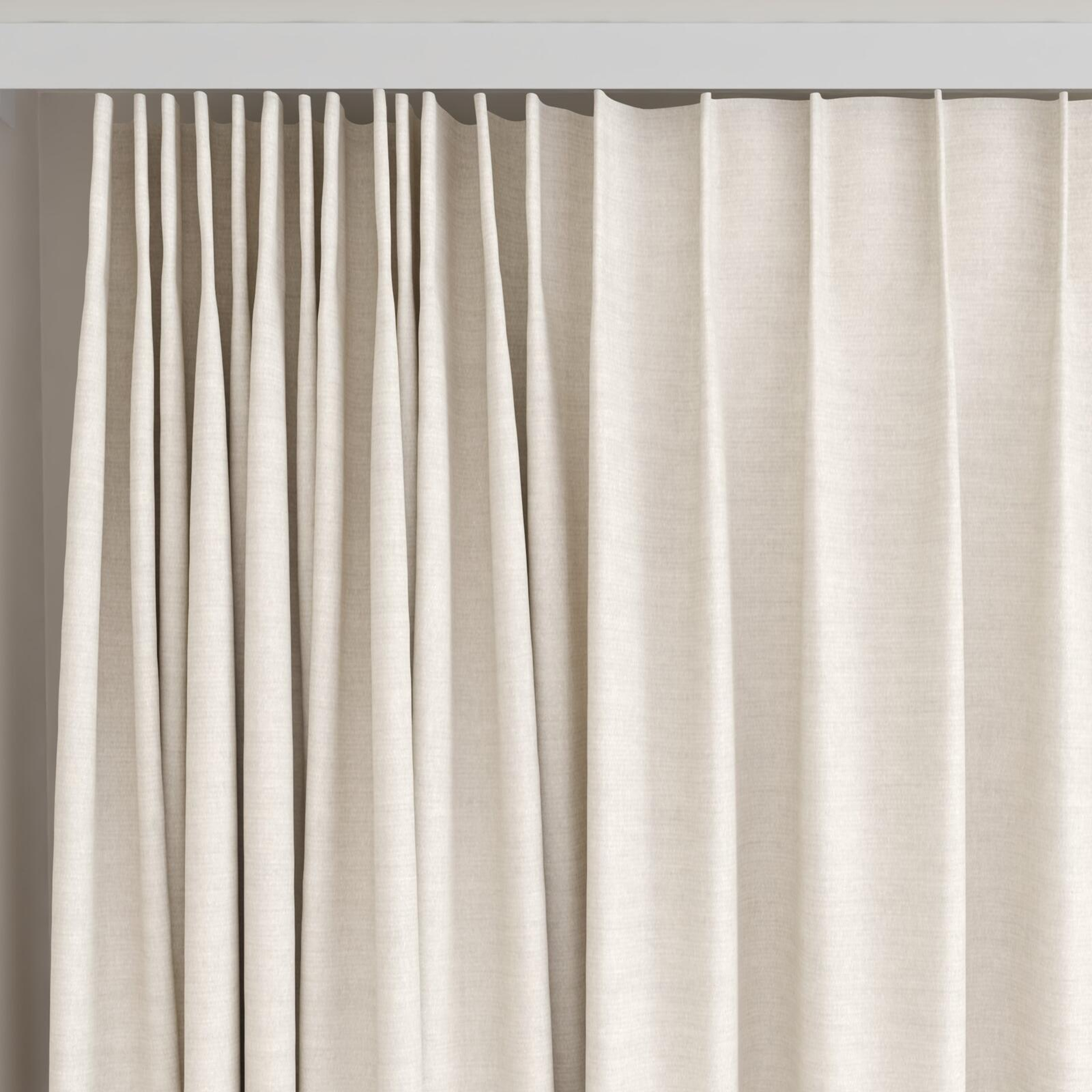 Top view of Drama Wool, on curtain rail