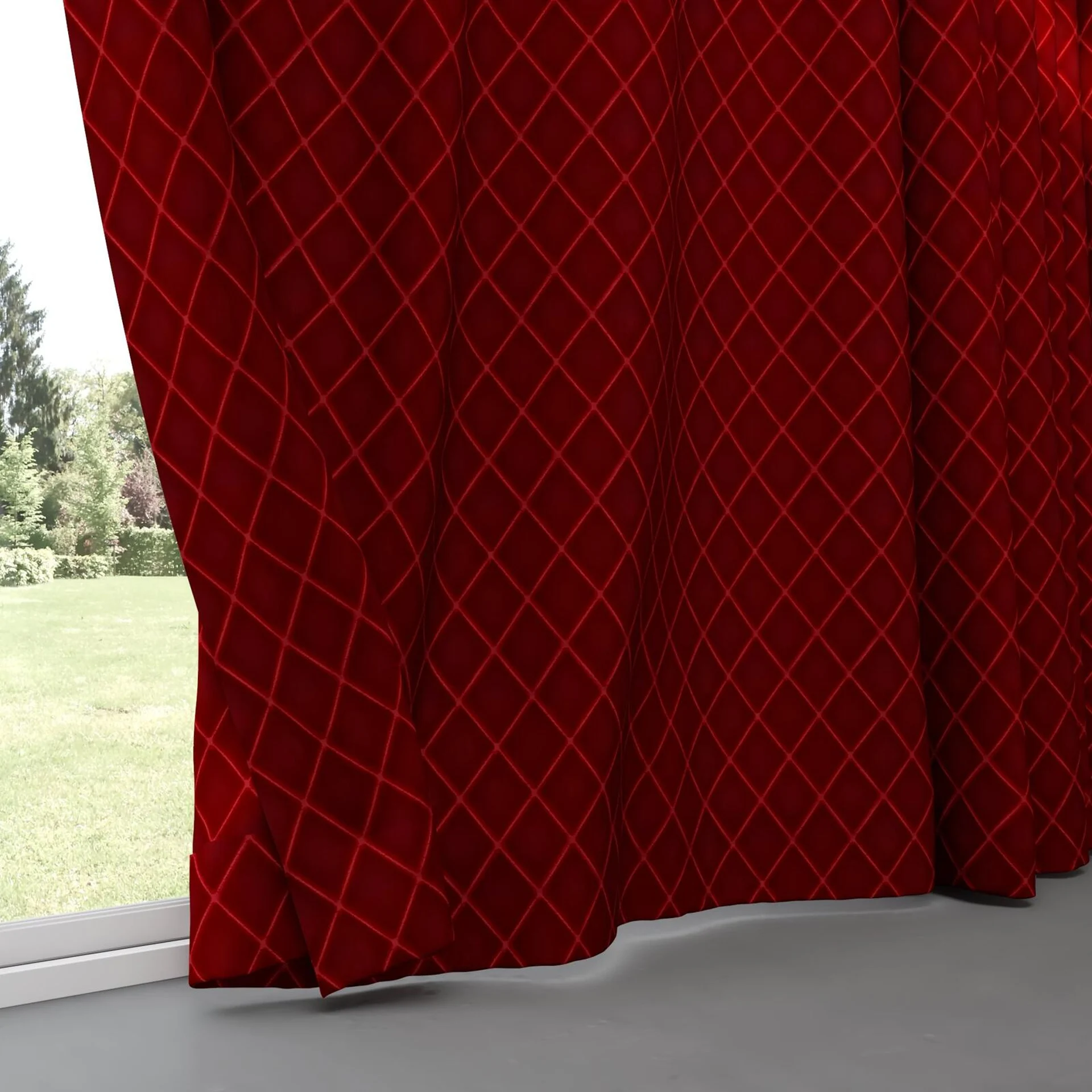 Bottom view of Pantheon Cerise, pinch pleat