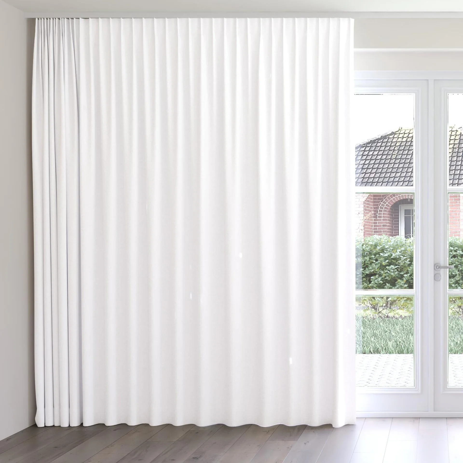 Front view of Artemis Snow, on curtain rail