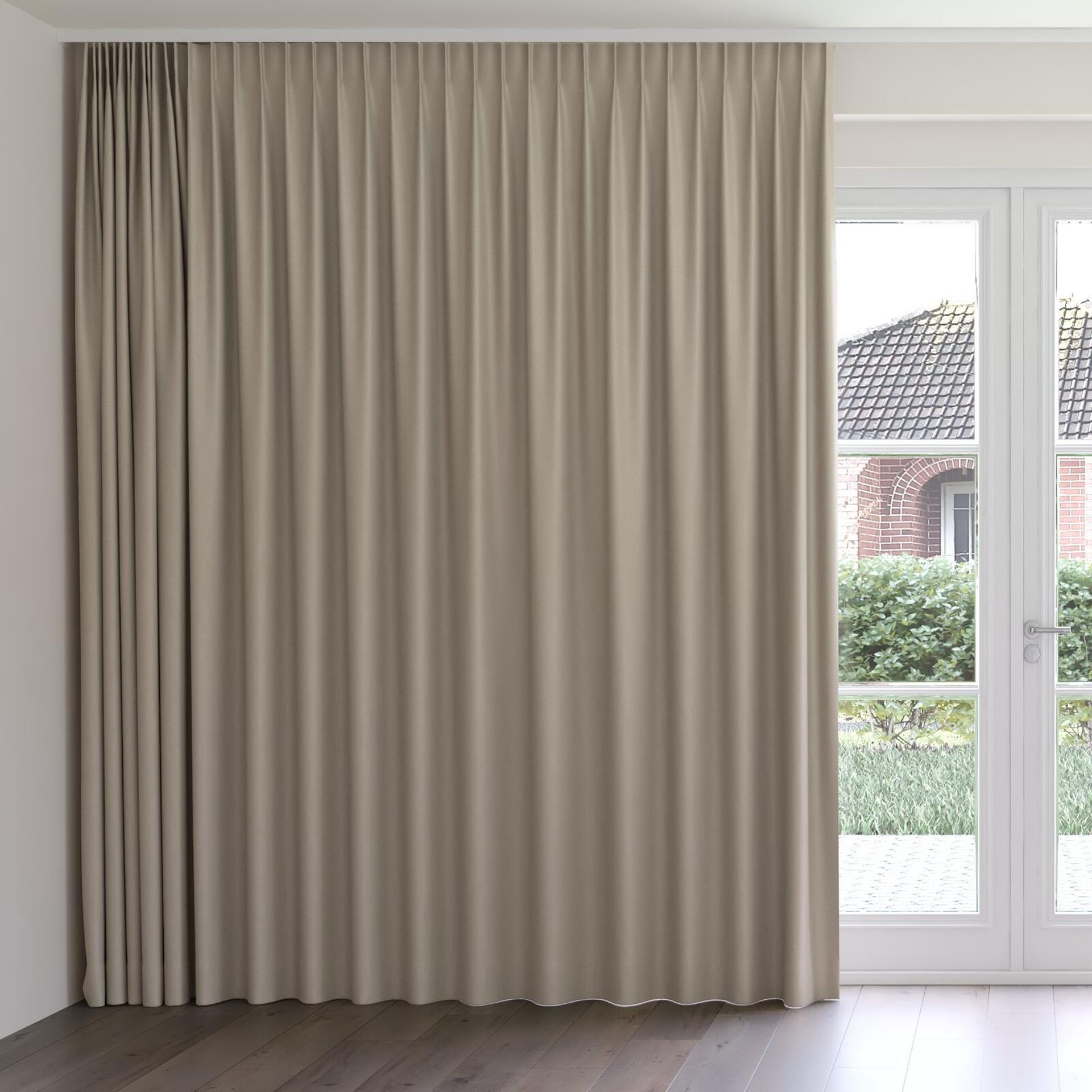 Front view of Atelier Linen, on curtain rail