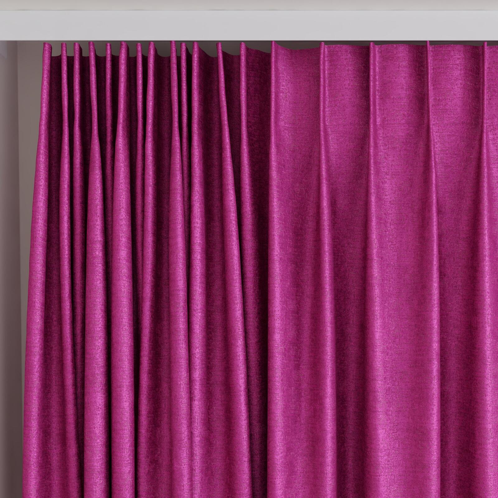 Top view of Hug Fuschia, on curtain rail