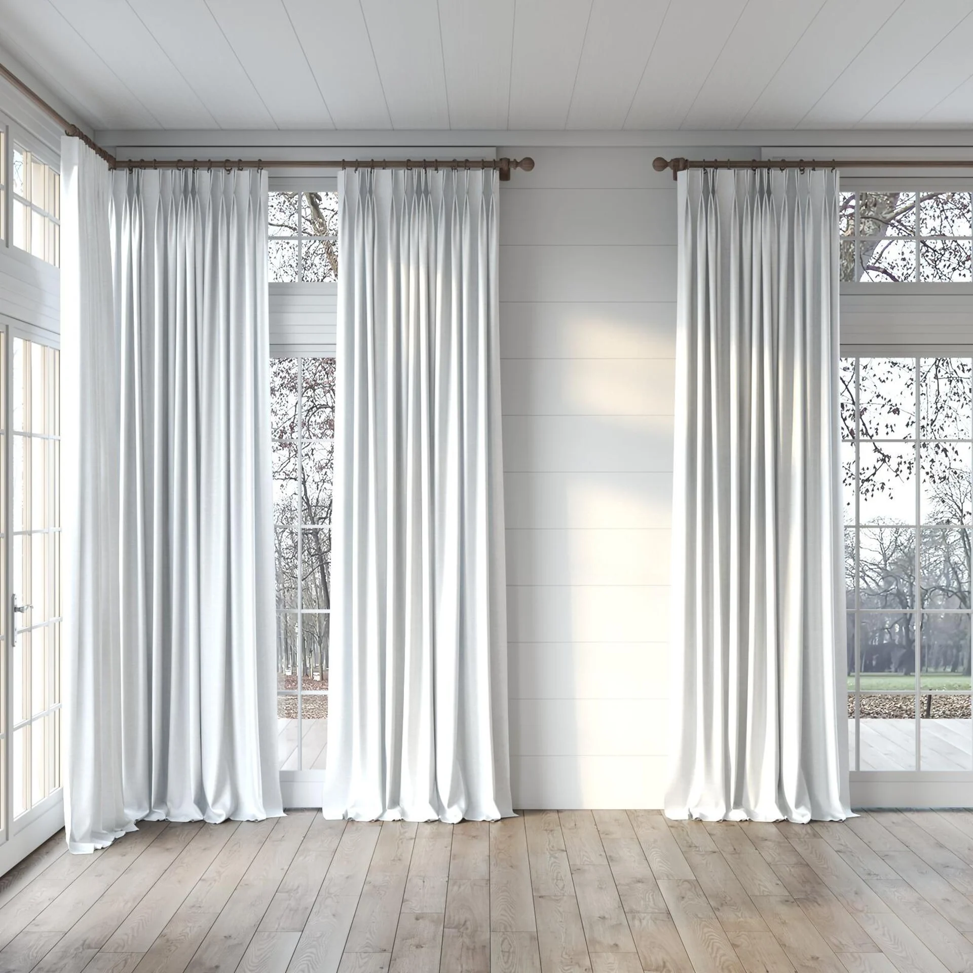 Full view of Tonto Pure, puddled, on curtain rod
