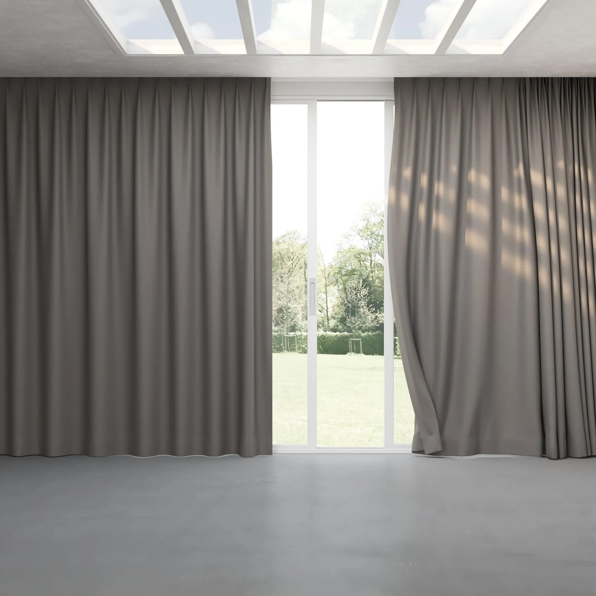Full view of Duede Chinchilla, pinch pleat