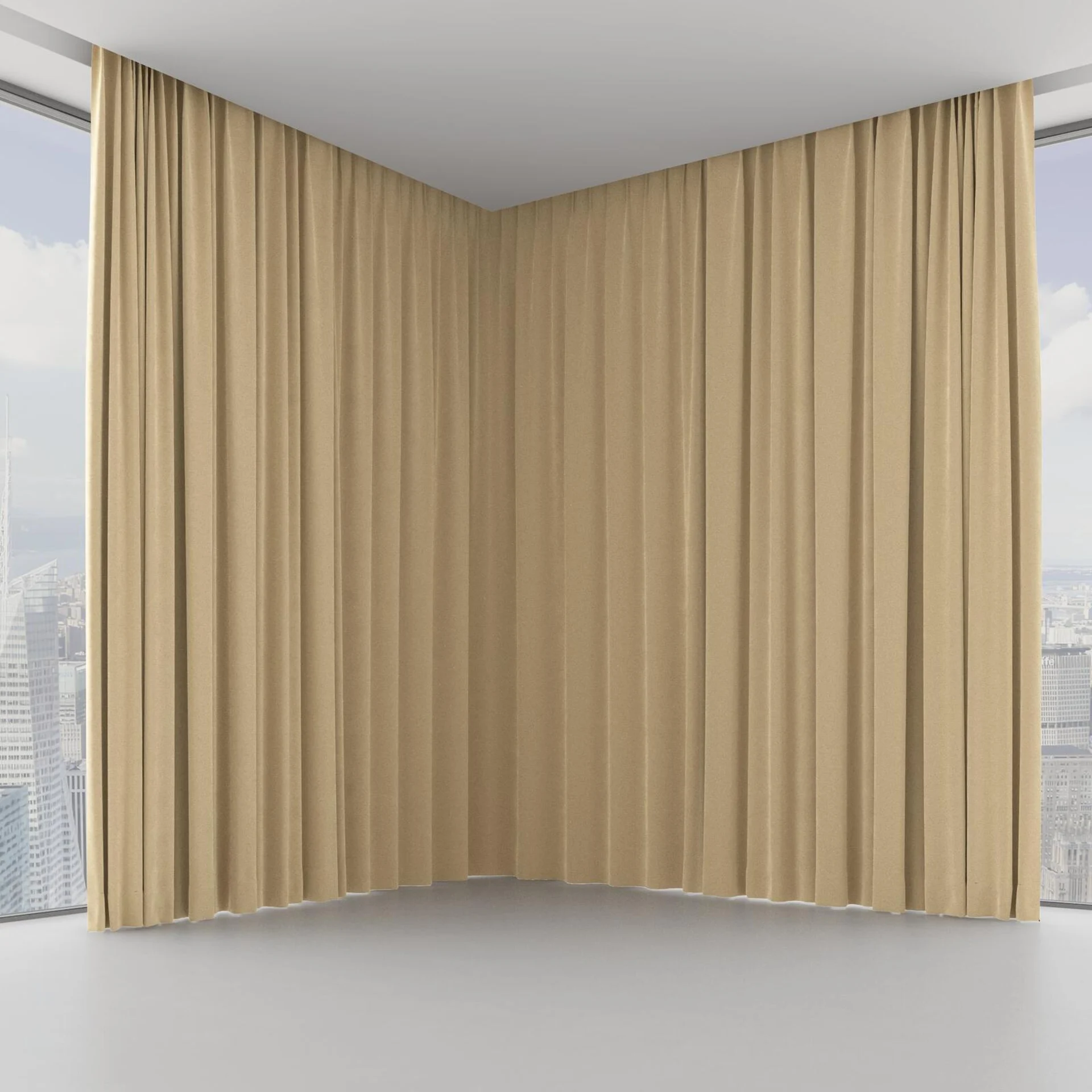 Front view of Moon Beige, on hidden rail