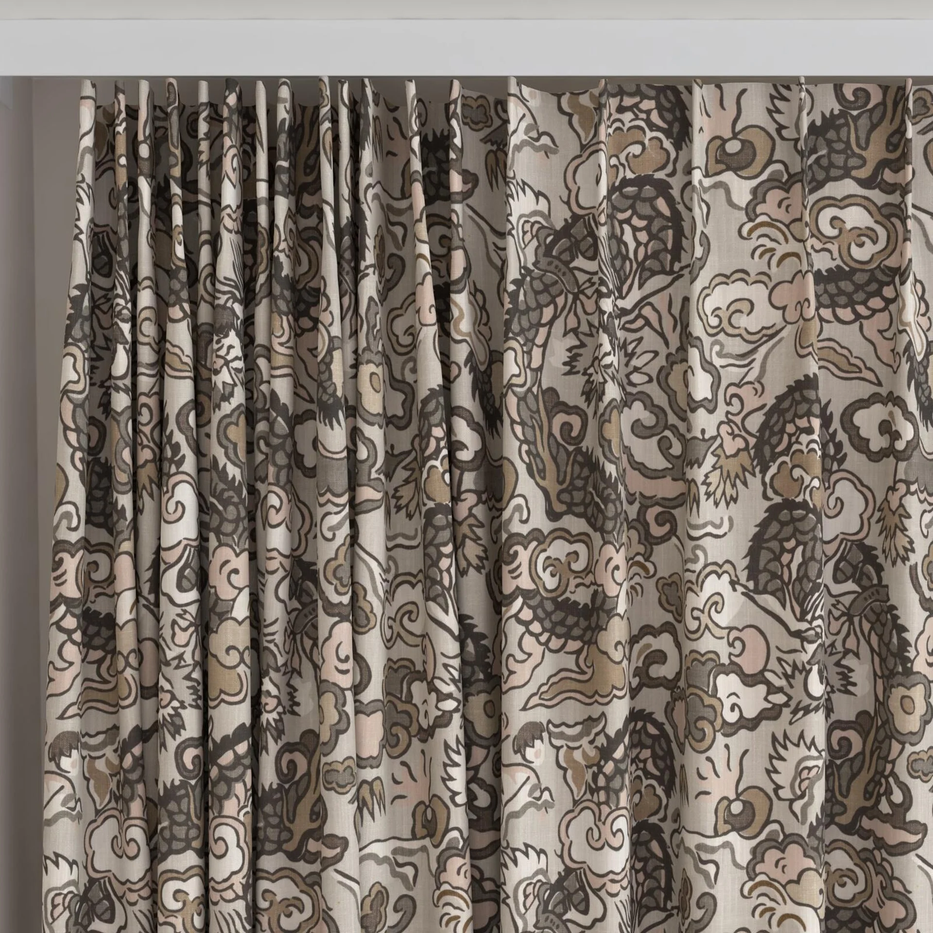 Top view of Komodo Dragon Basalt, on curtain rail
