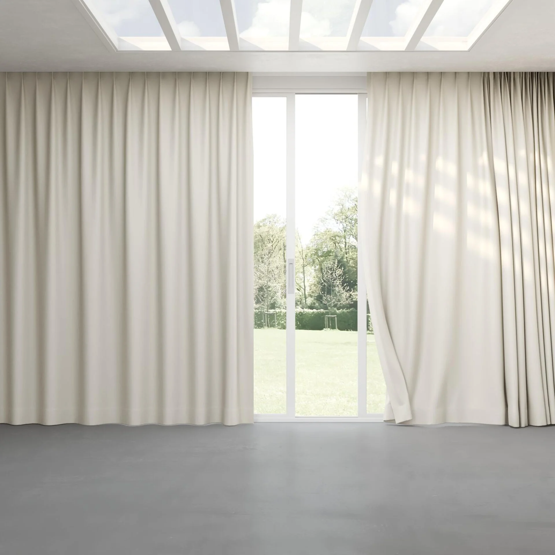 Full view of Eternal Oyster, pinch pleat