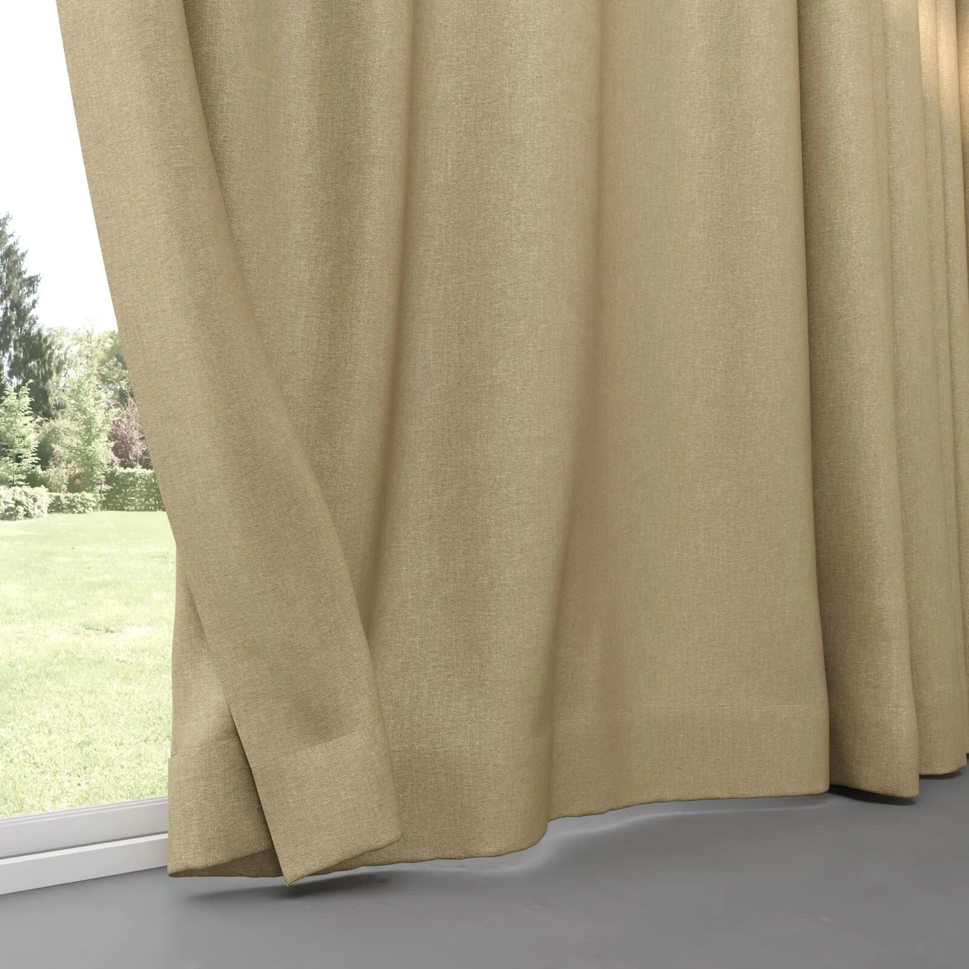 Bottom view of Bronco Linen, pinch pleat