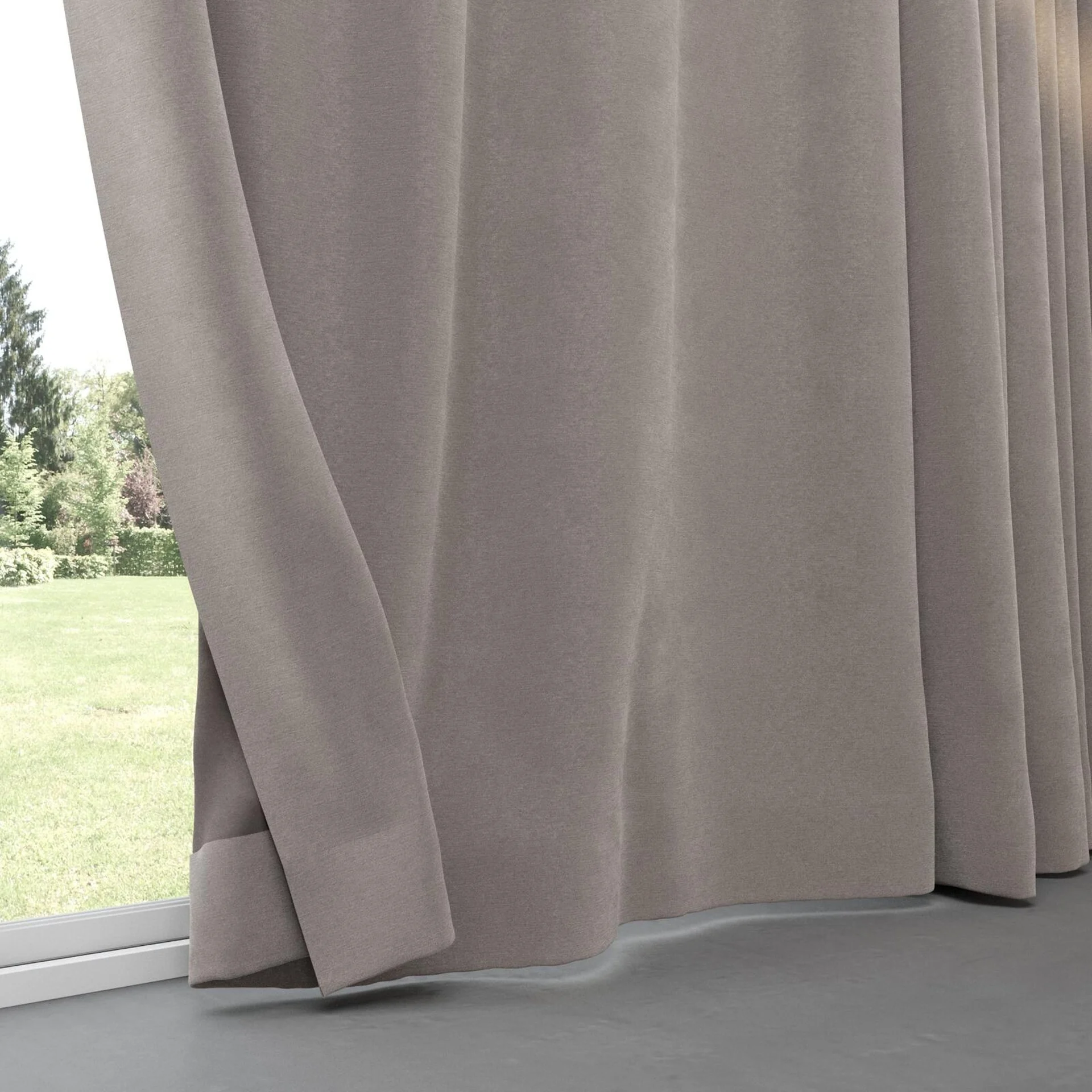 Bottom view of Moon Pewter, pinch pleat