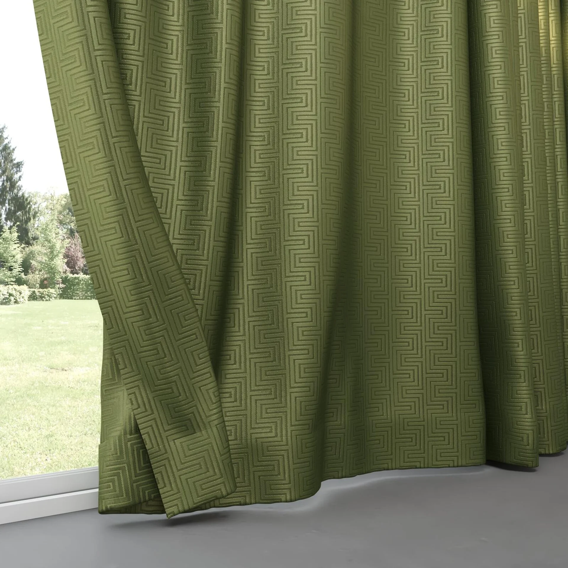 Bottom view of Remain Olive, pinch pleat