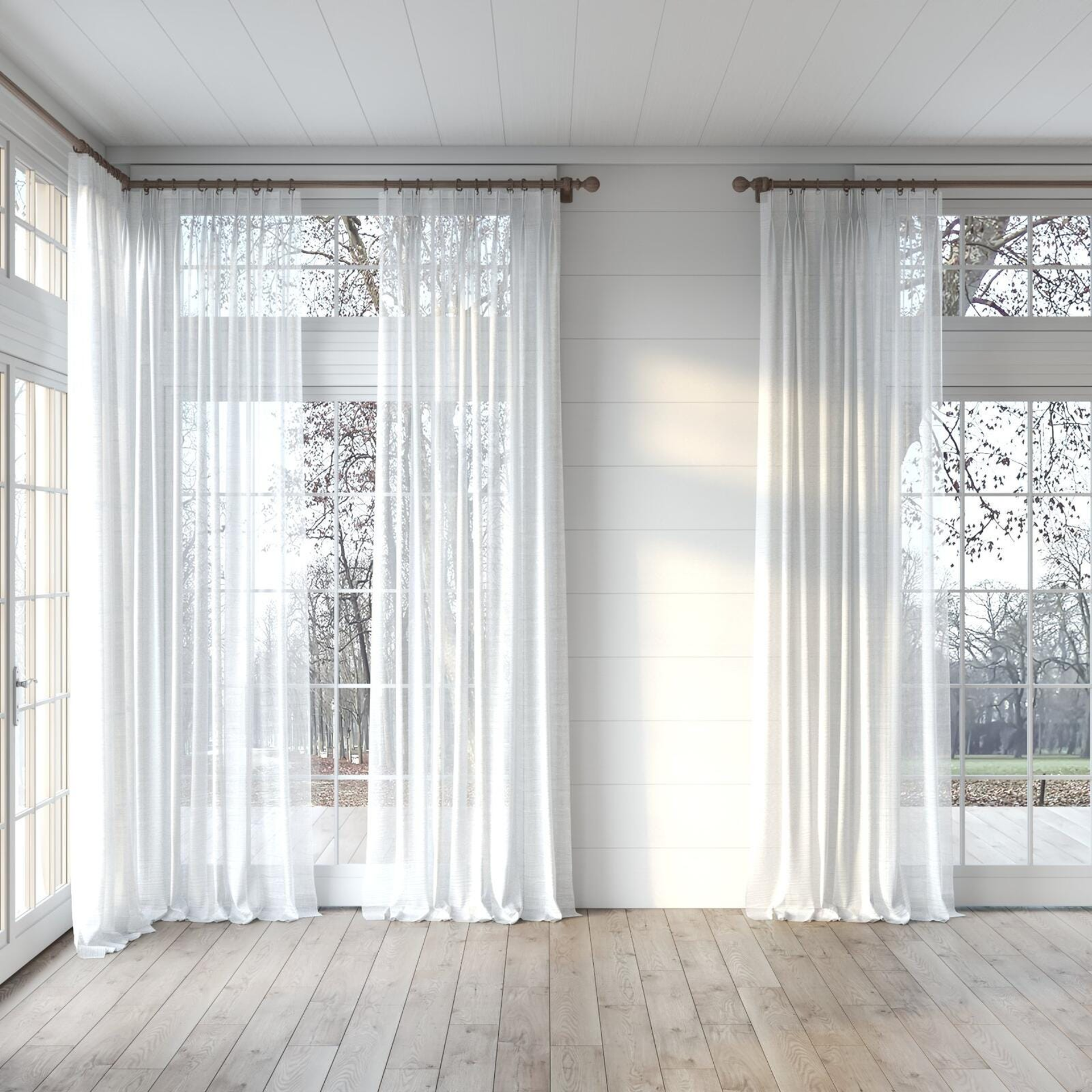 Full view of Impression Vapour, puddled, on curtain rod