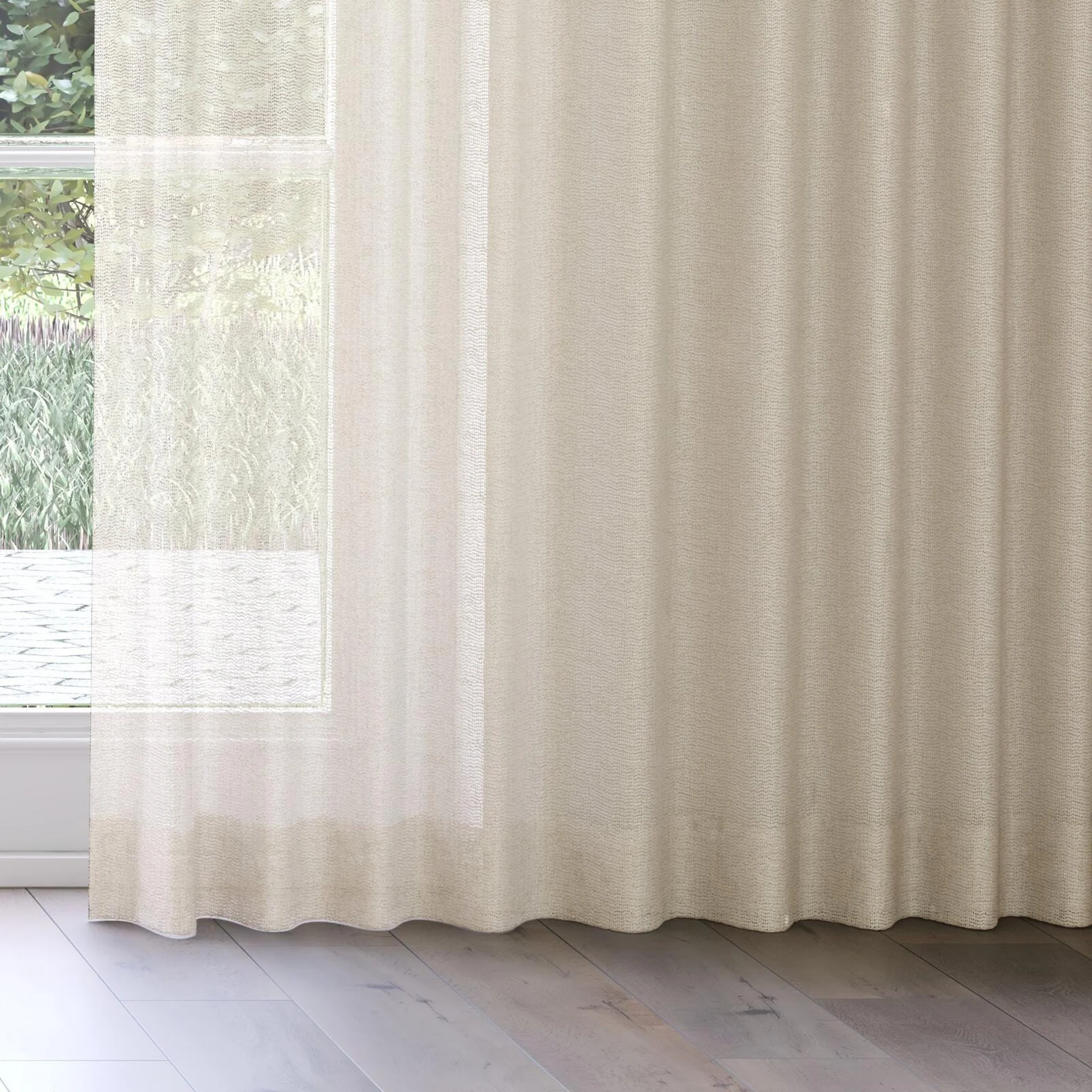 Bottom view of O'Keeffe Clay, on curtain rail
