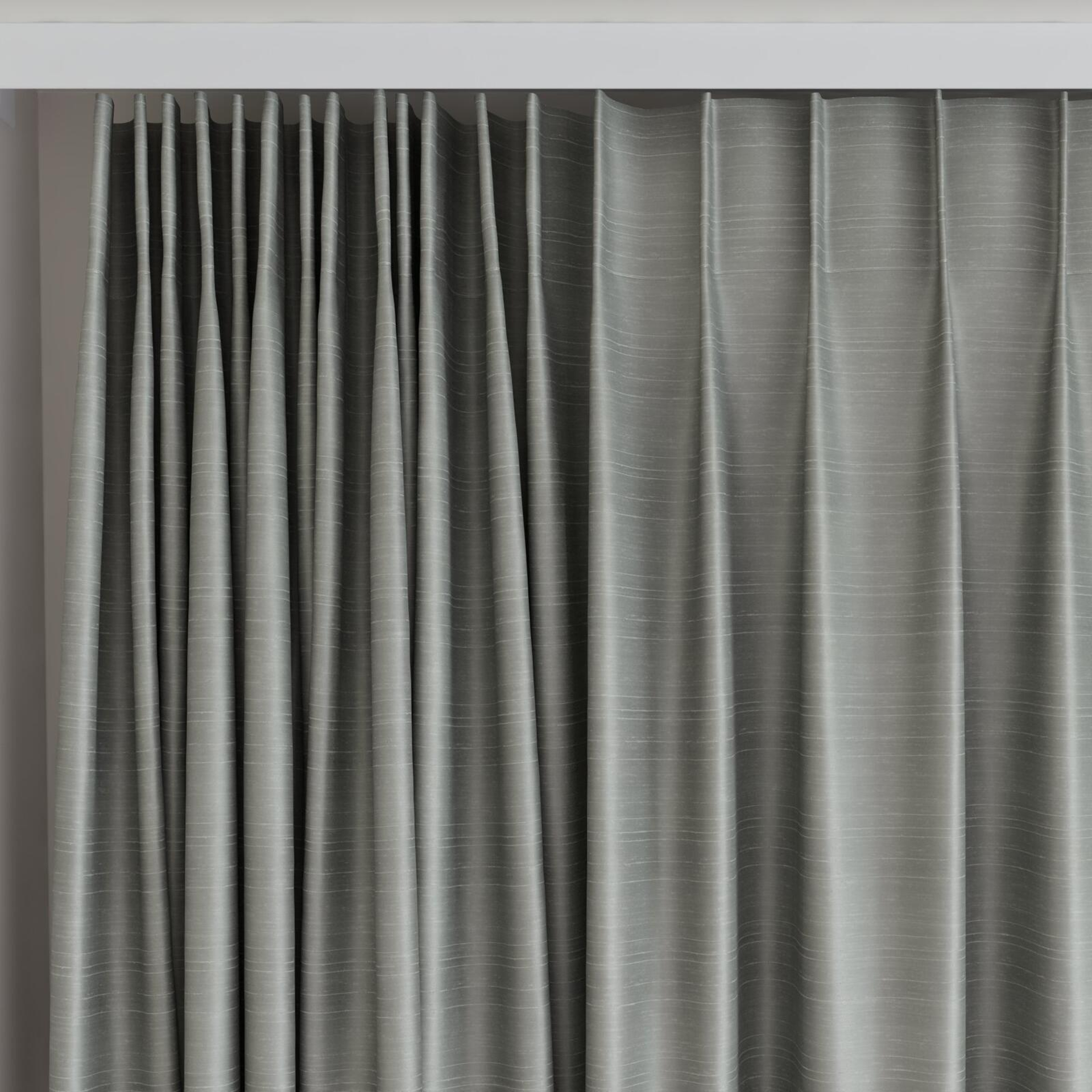 Top view of Silky Carbon, on curtain rail