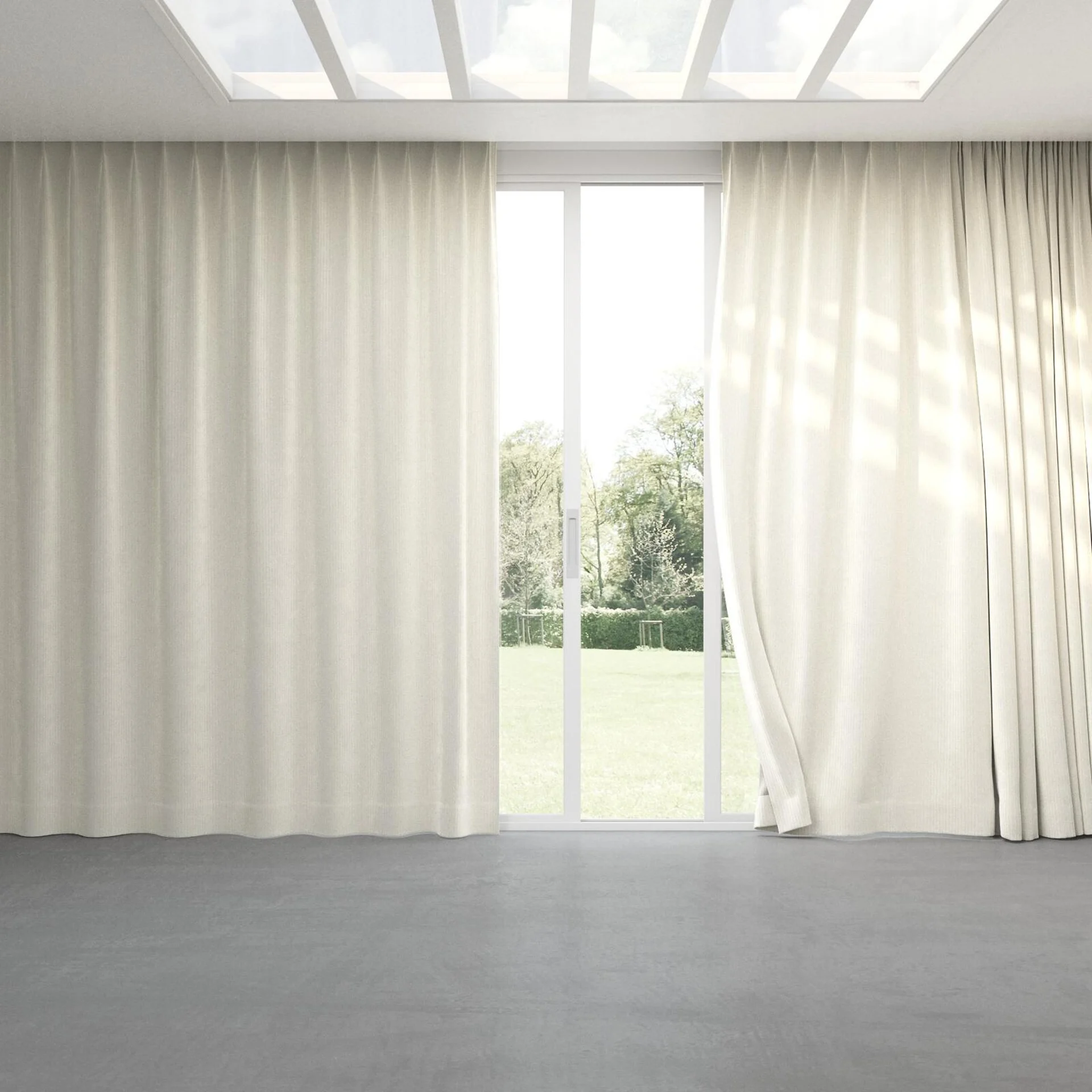Full view of Embrace Cream, pinch pleat
