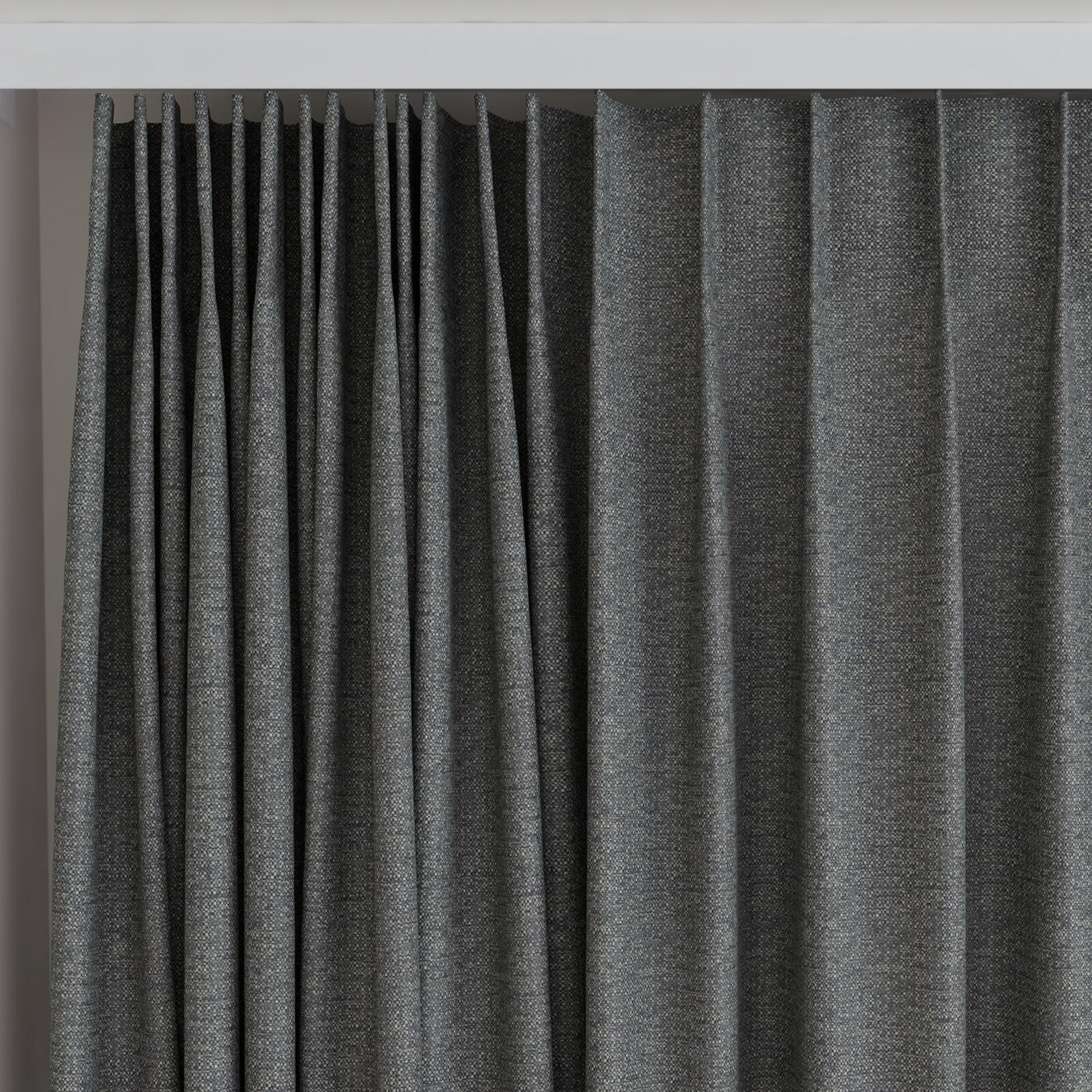 Top view of Bravo Charcoal, on curtain rail