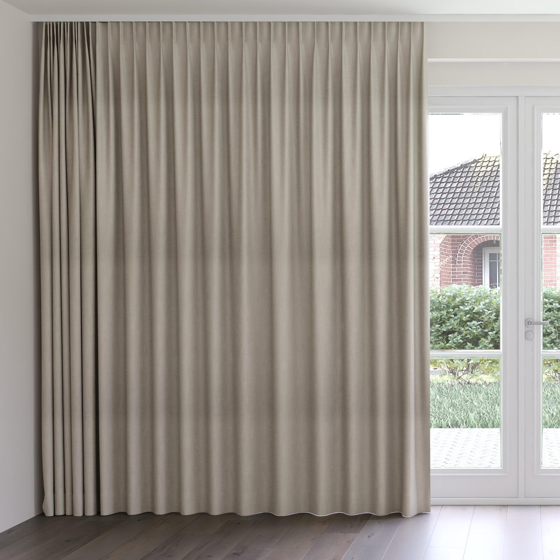 Front view of Lexicon Linen, on curtain rail