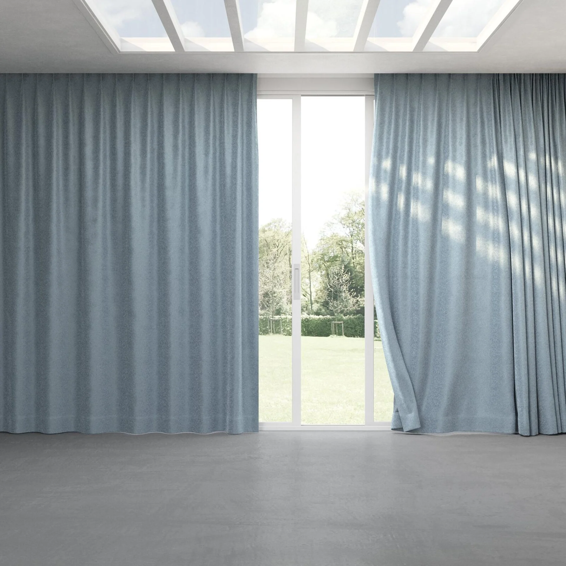Full view of Brigadier Biscay, pinch pleat