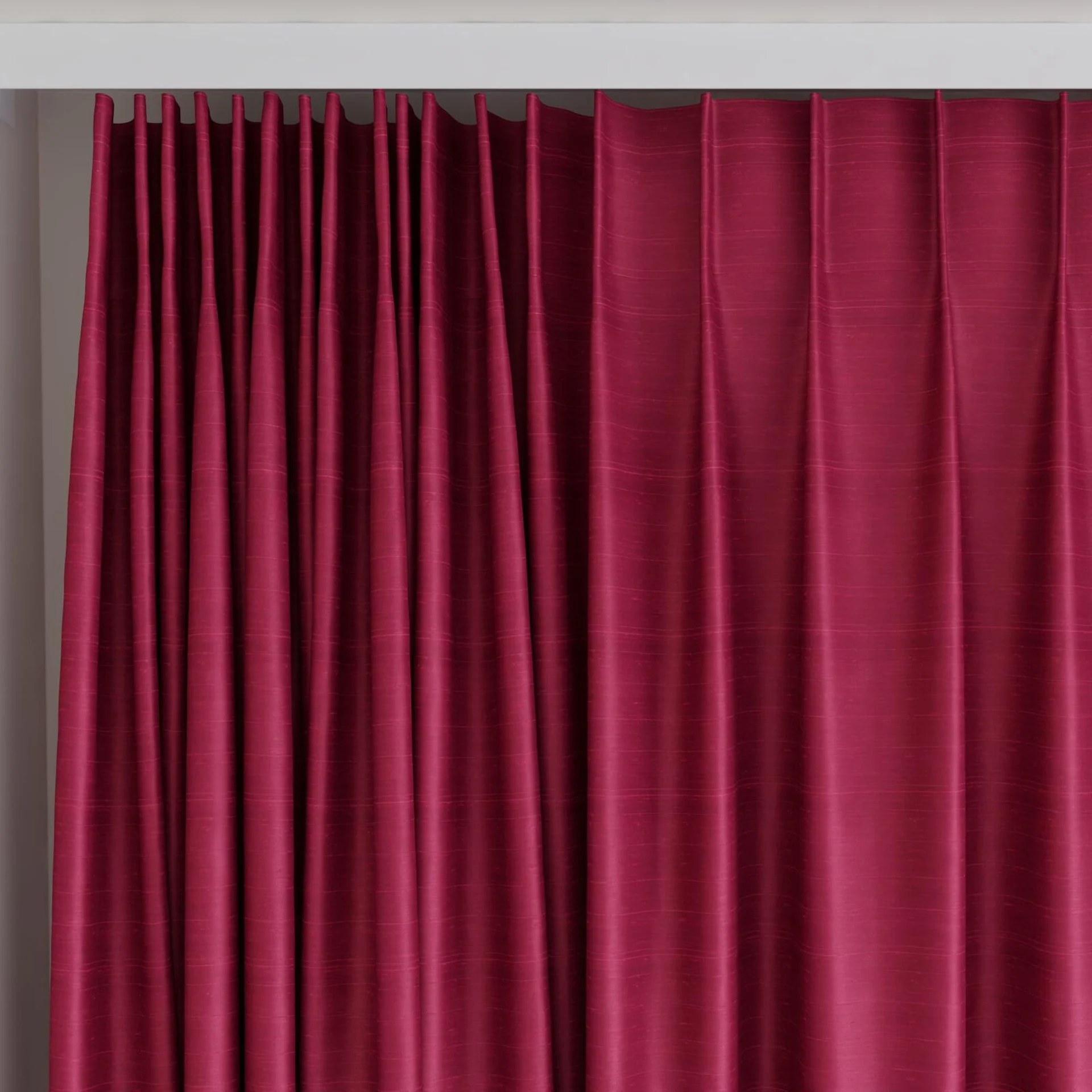 Top view of Silky Peony, on curtain rail