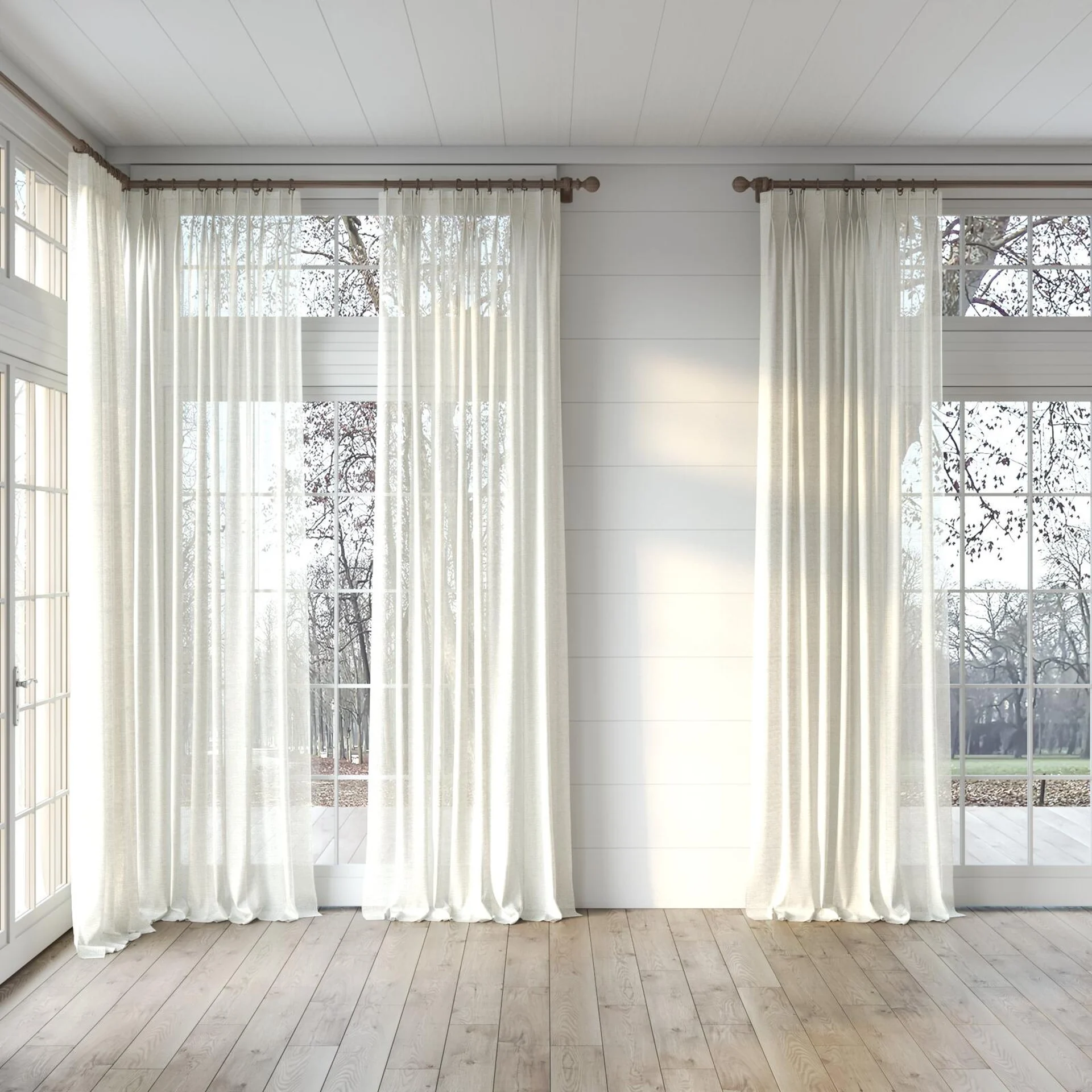 Full view of O'Keeffe Sand, puddled, on curtain rod