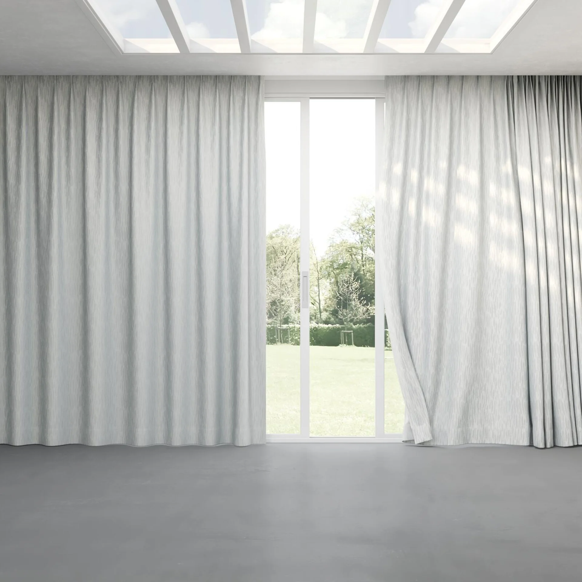 Full view of Aphelion Sterling, pinch pleat