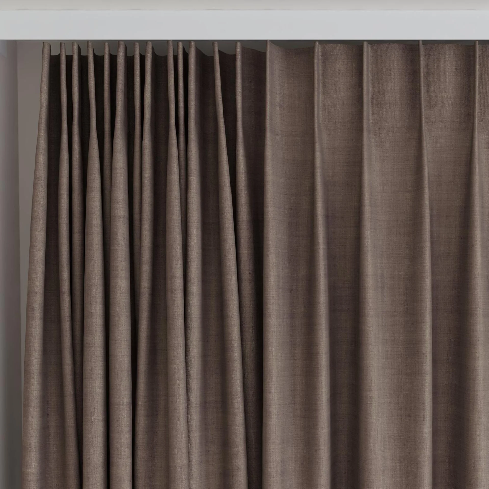 Top view of Loci Dim Out Cocoa, on curtain rail
