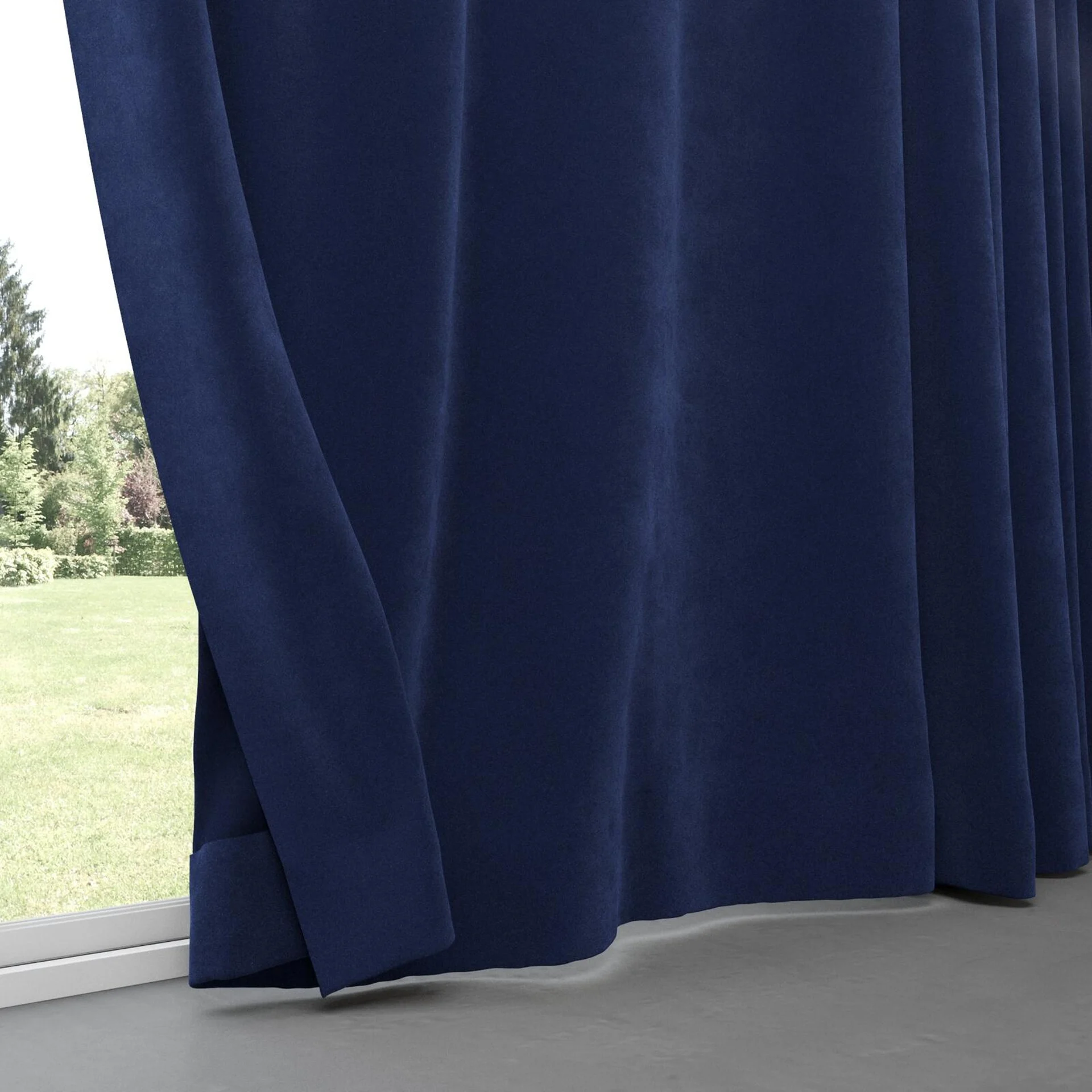 Bottom view of Lux Velvet Midnight 8818, pinch pleat