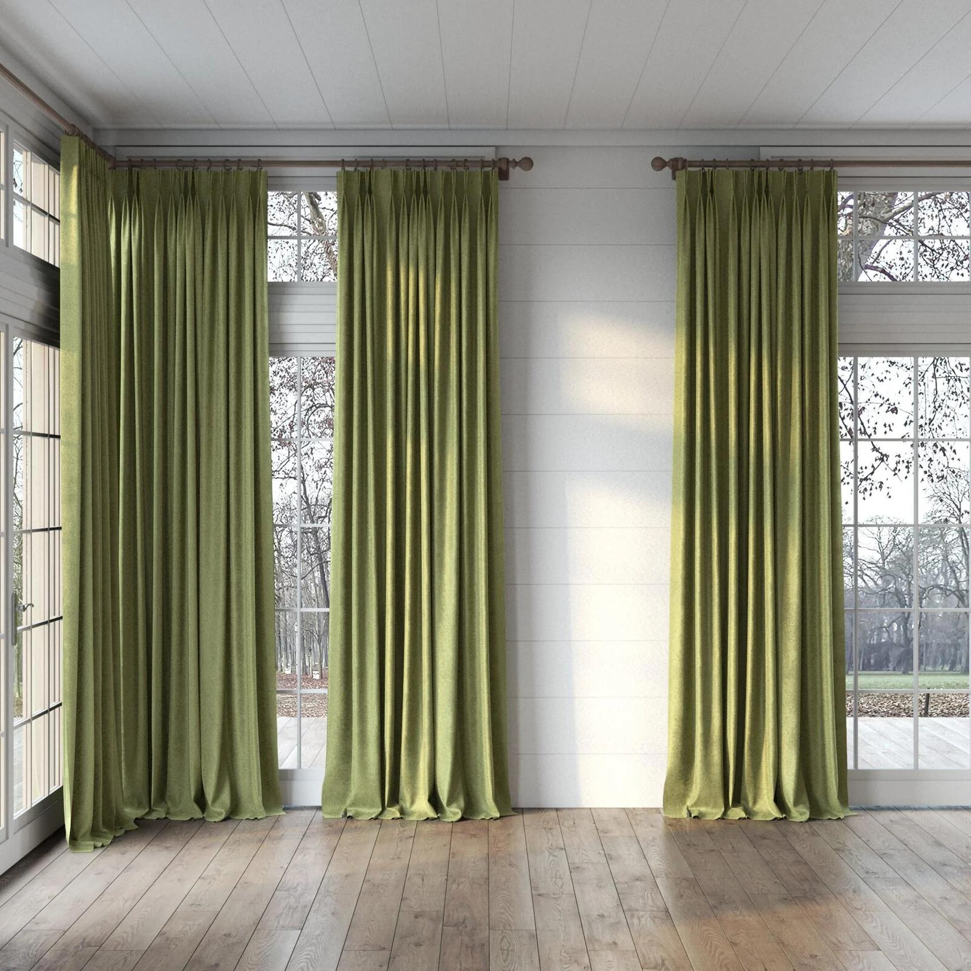 Full view of Brigadier Dill, puddled, on curtain rod