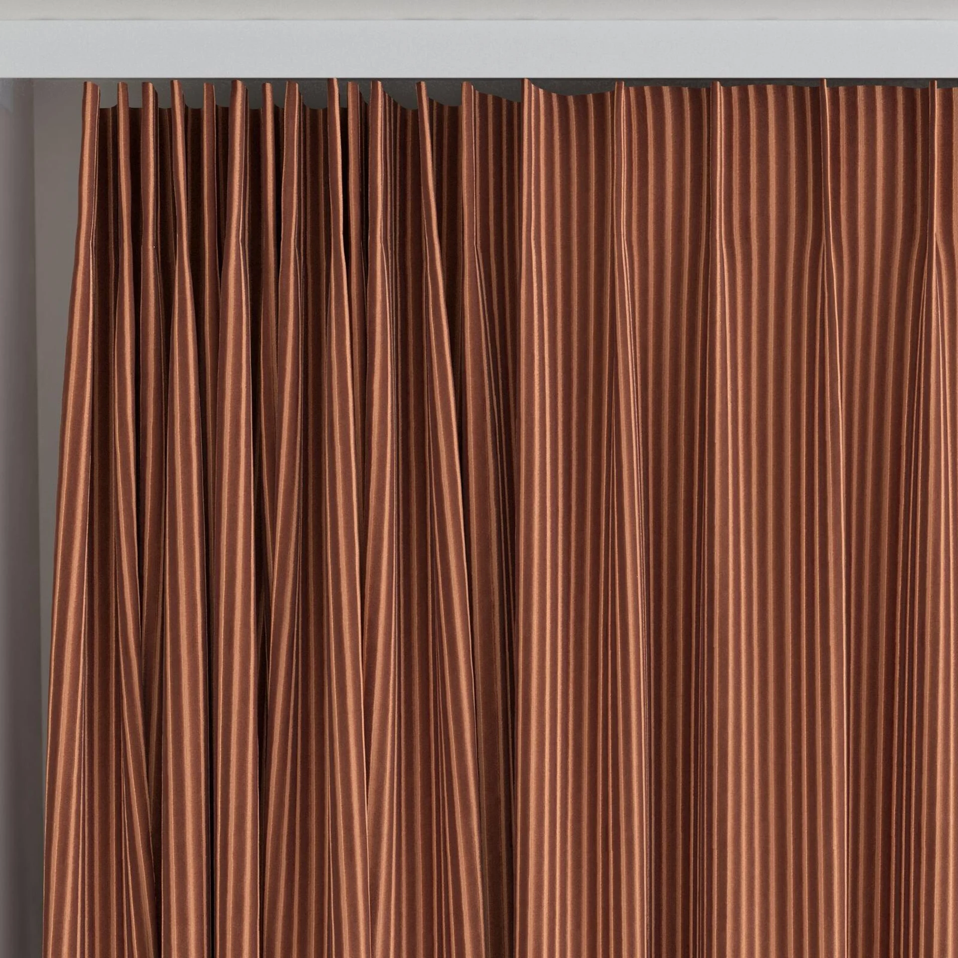Top view of Embrace Copper, on curtain rail