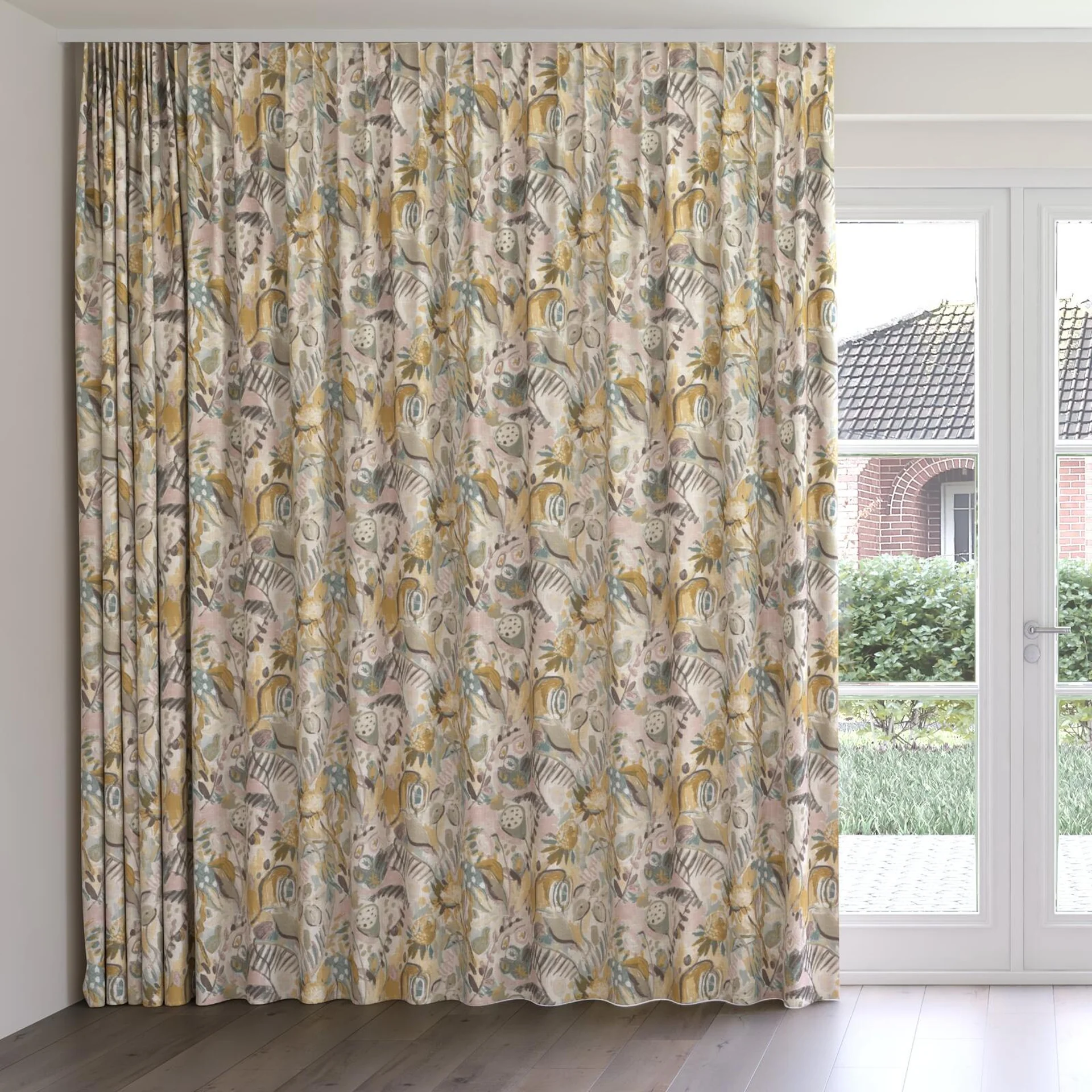 Front view of Charleston Meadow, on curtain rail