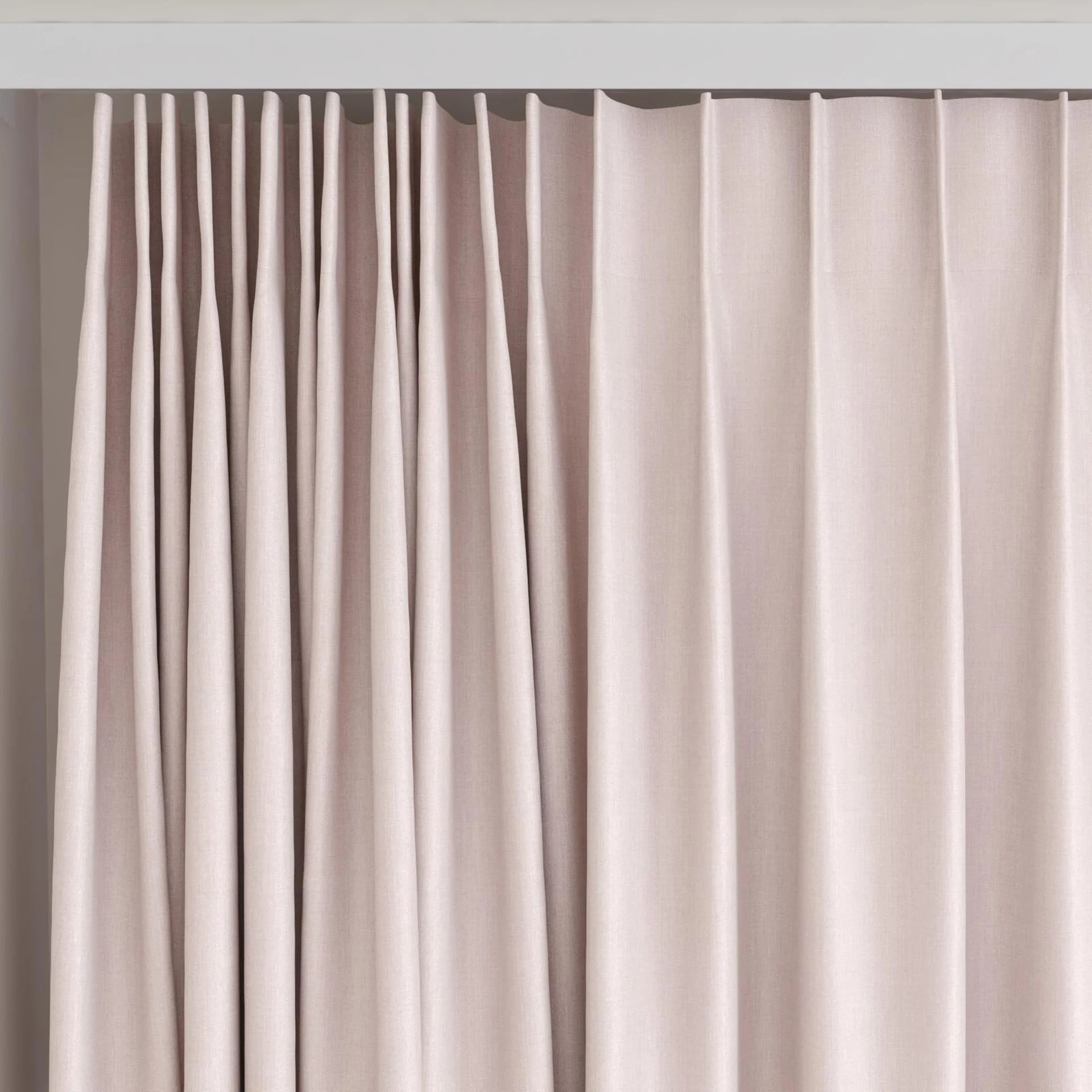 Top view of Kidglove Petal, on curtain rail