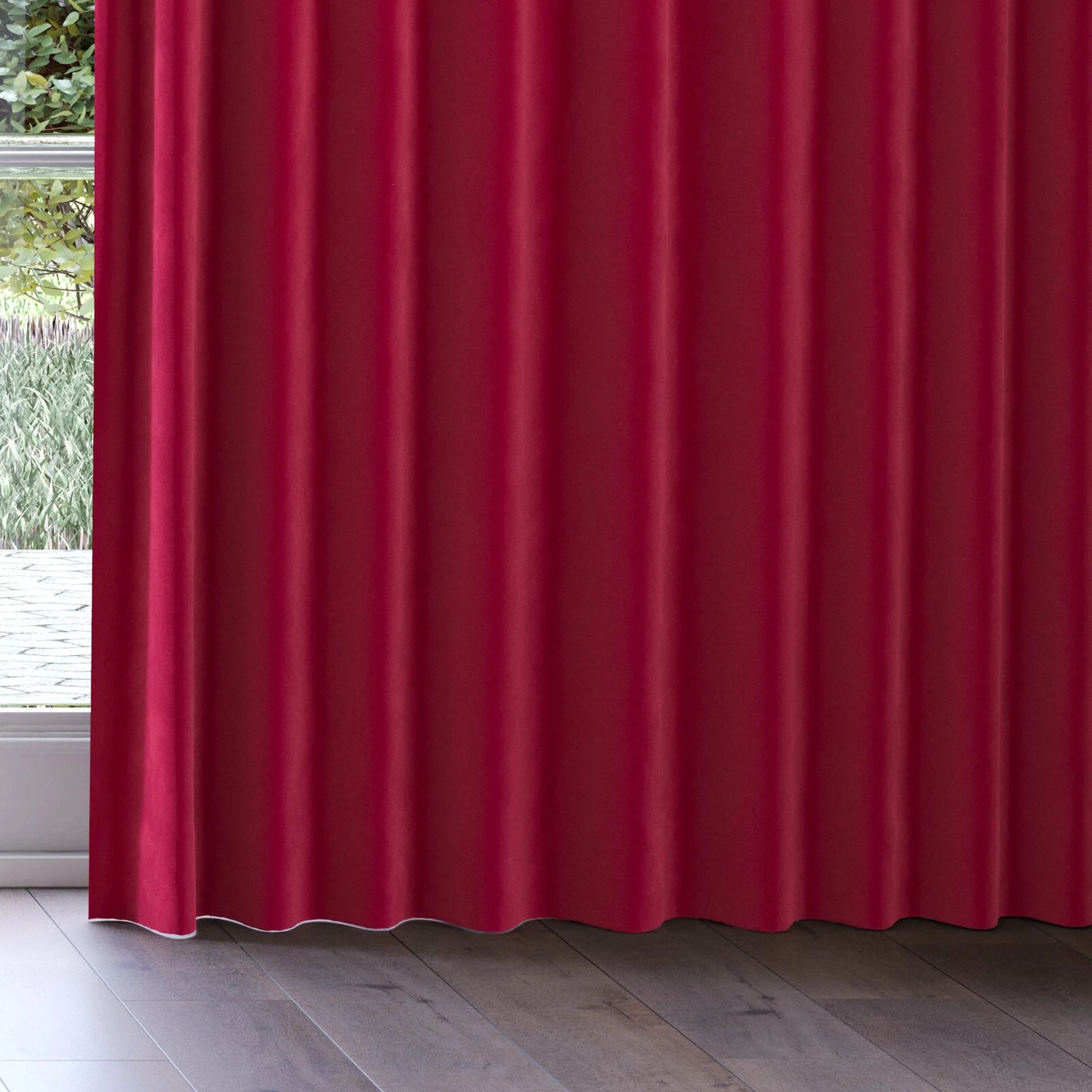 Bottom view of Verbier Berry, on curtain rail