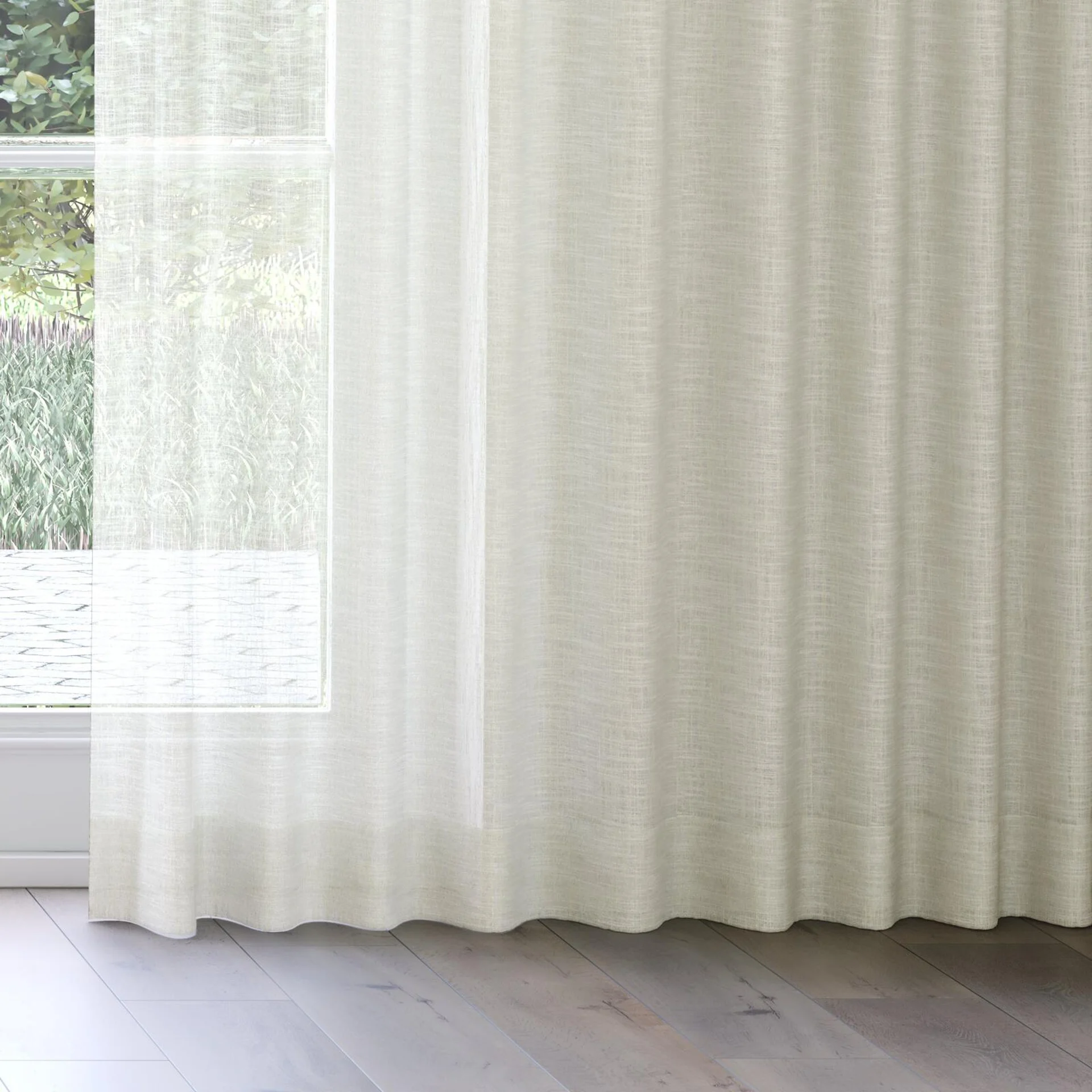 Bottom view of Occurrence Pesto, on curtain rail