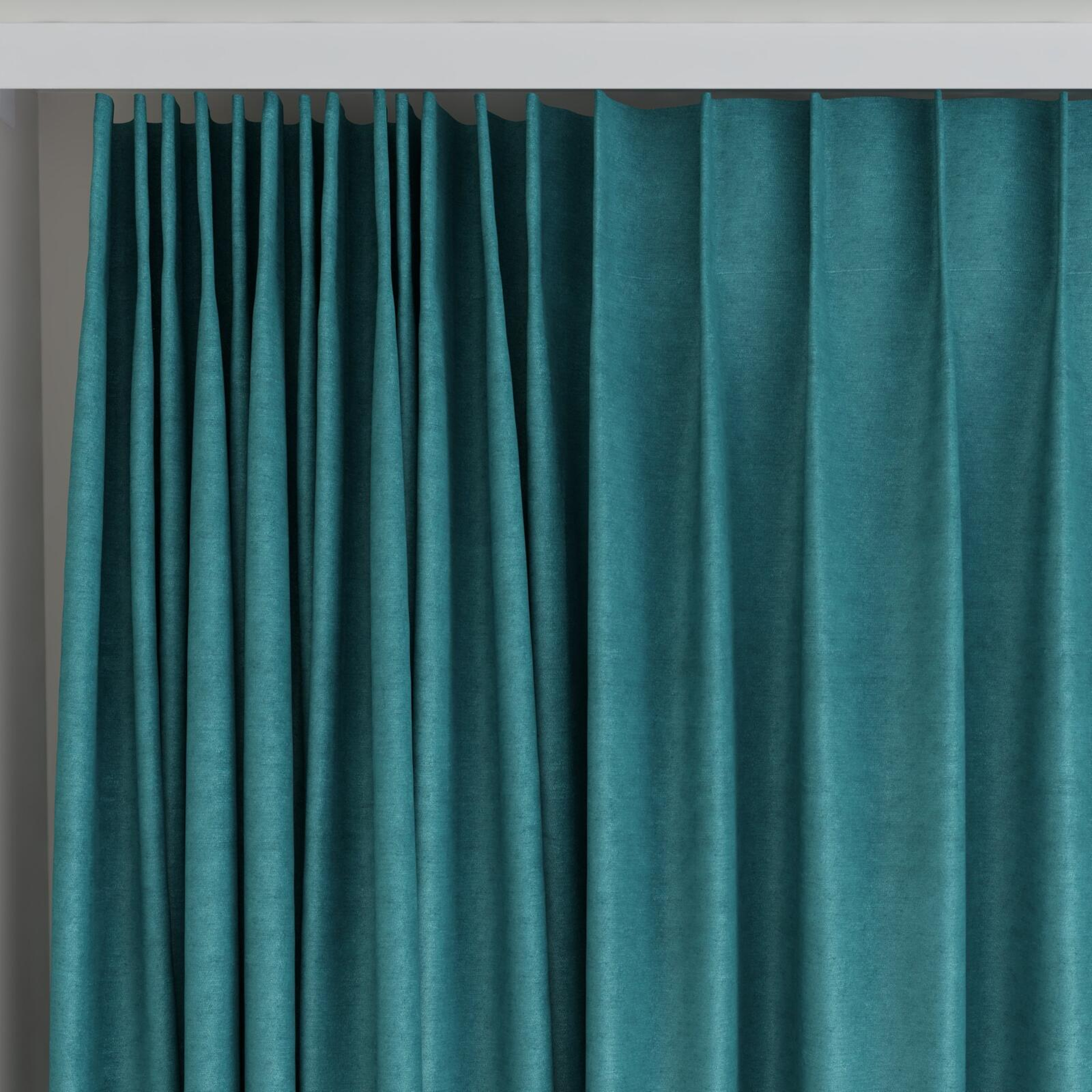 Top view of Baron Peacock, on curtain rail