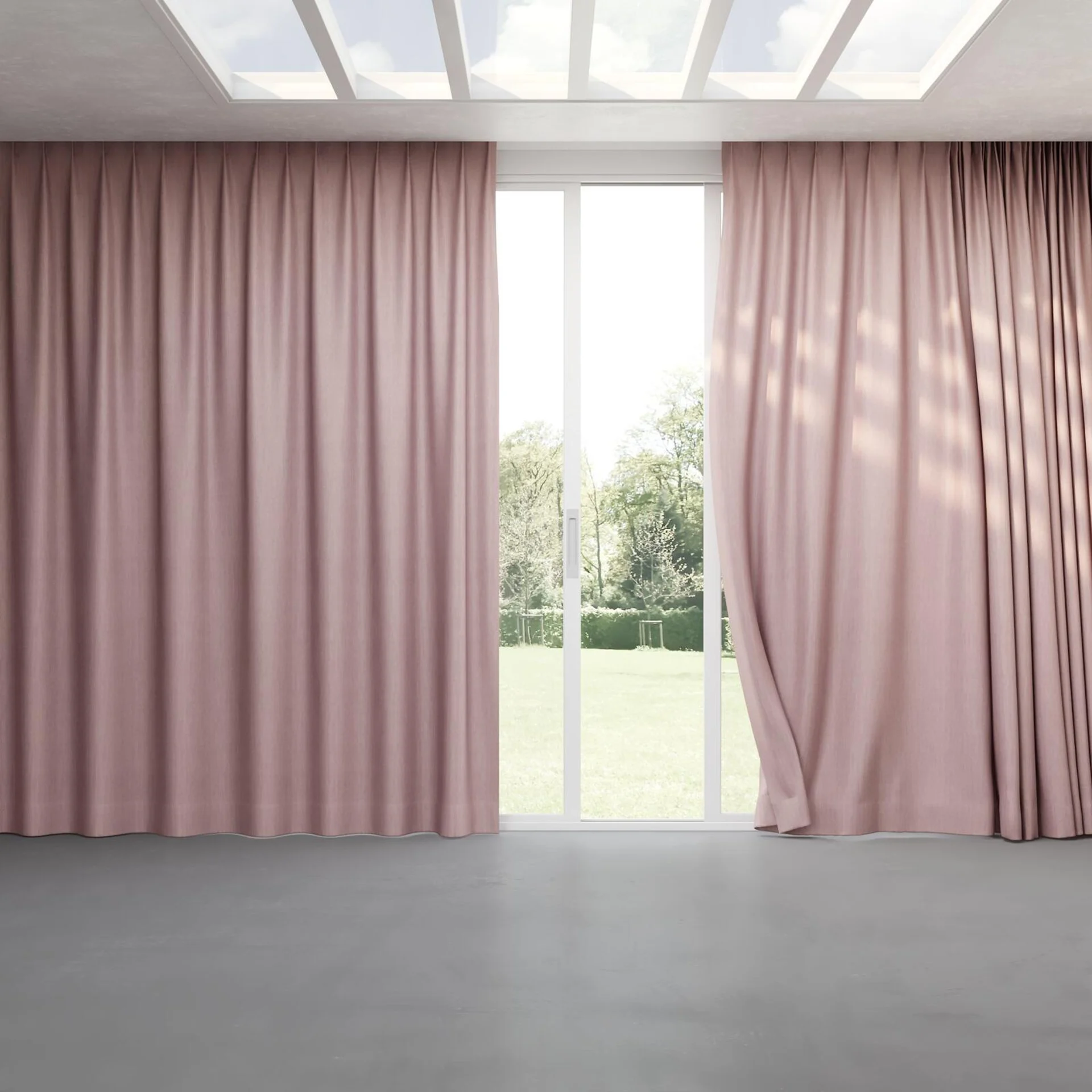 Full view of Hombre Petal, pinch pleat