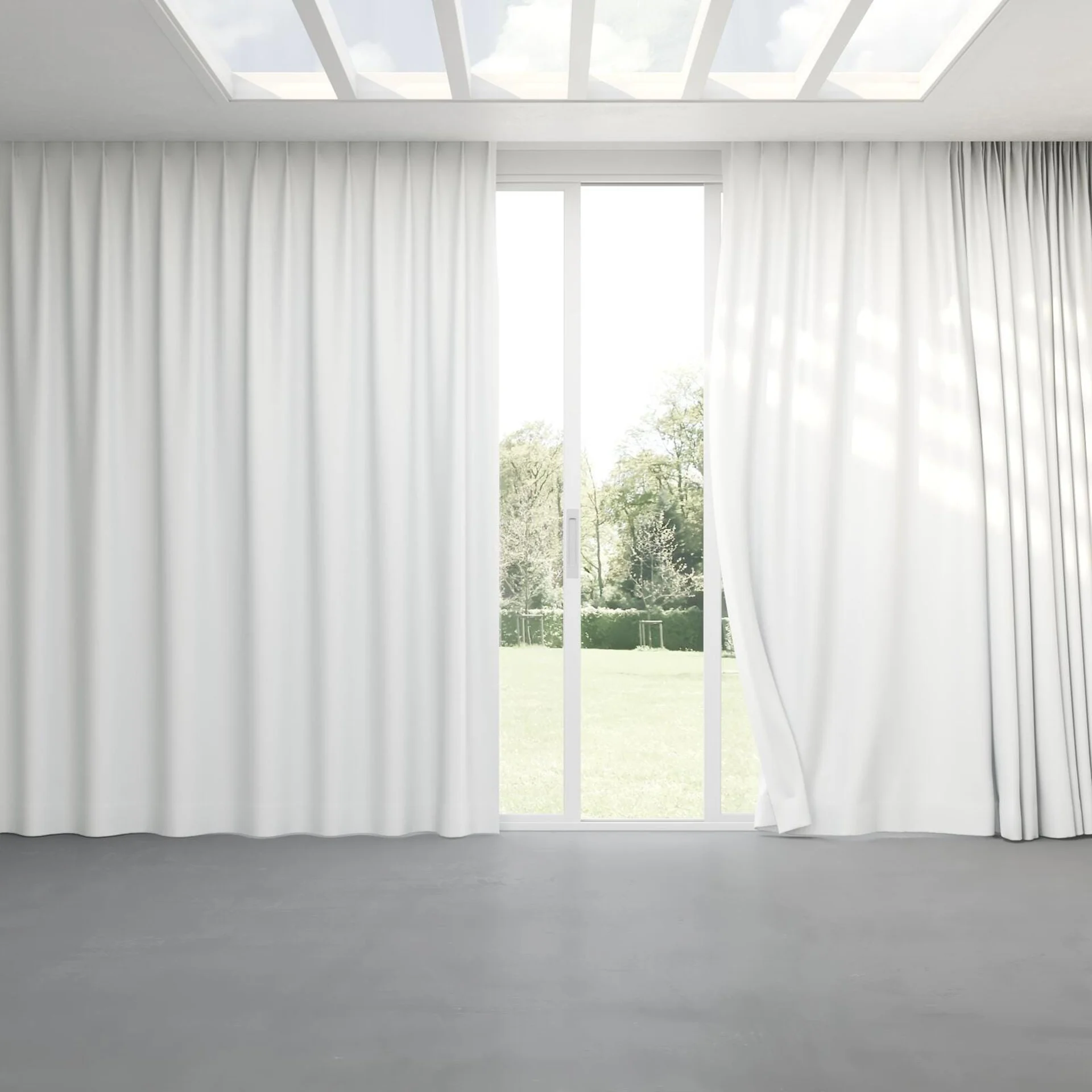 Full view of Eclipse Blackout Salt, pinch pleat